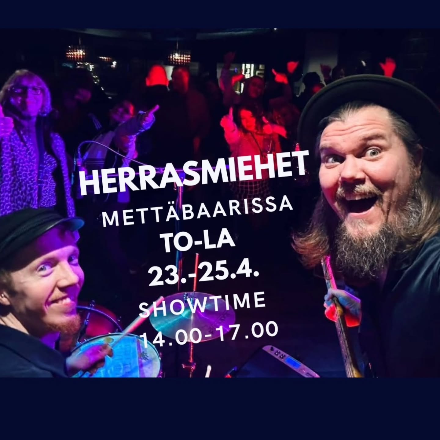 Mettäbaarissa tanssitaan livemusiikin tahtiin to-la 23.-25.4!
Loppukuukausi on meillä yhtä juhlaa! Jos monotanssit jäivät väliin, niin nyt on täydellinen tilaisuus nauttimaan hyvästä musiikista ja tunnelmasta! Ja vappuaattona 30.4. biletetään aamuyöhön asti!
Päivätanssit
23.-25.4. klo 14.00-17.00 Herrasmiehet
Vappubileet
30.4. klo 22.00-03.00 DJ Audi
1.5. alkaen Mettäbaari jää lomalle ja avaamme uudestaan viimeistään syyskuussa! Mutta sitä ennen pidetään vielä kylän kovimmat peijaiset!
The end of the month at Mettäbaari is going to be one big party! If you missed out on the ski boot dancing, now's the perfect chance to enjoy great music and atmosphere!
Live Music & Dancing: Thu-Sat, April 23-25!
Day Dances:
April 23-25, 2:00 PM - 5:00 PM: Herrasmiehet
May Day Eve Party:
April 30, 10:00 PM - 3:00 AM: DJ Audi
And on May Day Eve, April 30, we're partying until the early hours of the morning!
Starting May 1st, Mettäbaari will go on a holiday and reopen at the latest in September! But before that, let's have the wildest celebrations in the village!
#Mettäbaari #Saariselkä #LiveMusic #MayDayEve #Party FreeEntry