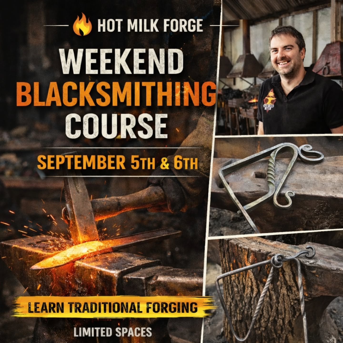 Link below for where to book more details.
https://www.artistblacksmithschool.com/product-page/september-5th-6th-blacksmithing-weekend-course-weekend