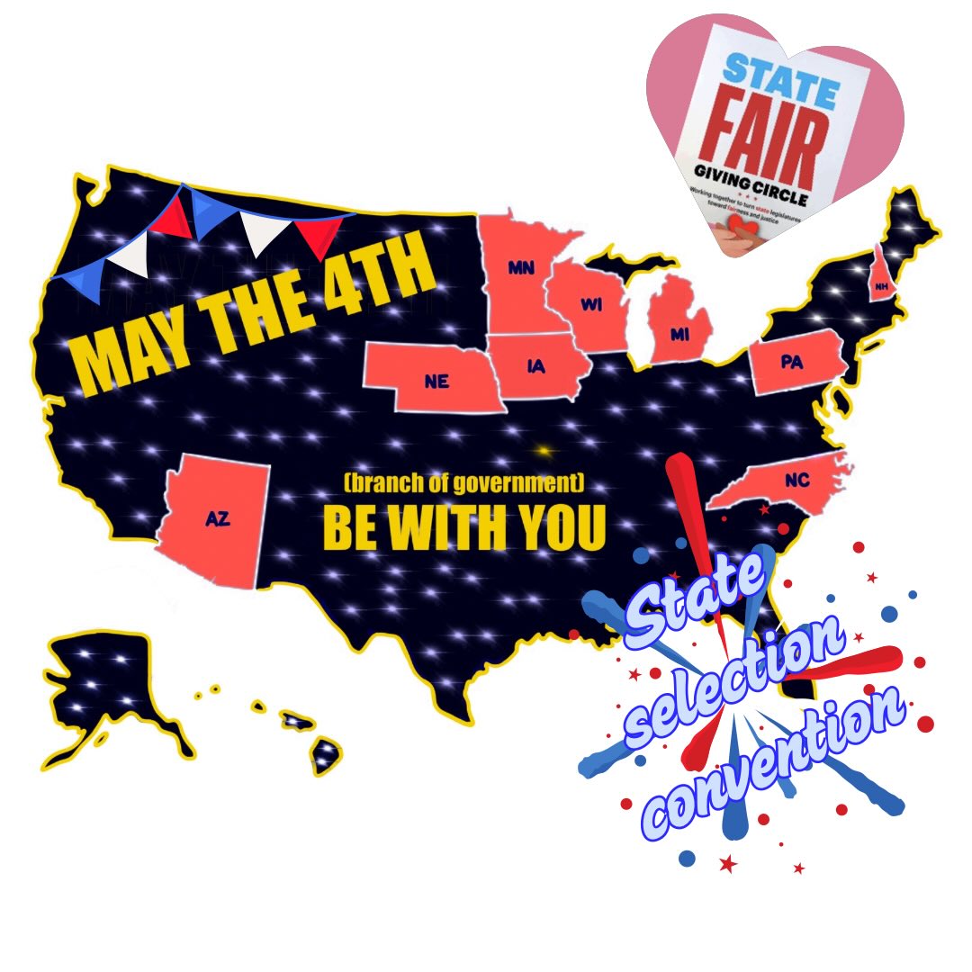 Our 2nd state selection convention event will be on May 4, for our nominating Zoom. We’ll discuss The States Project’s chosen states with a view to voting for which state (or states) we’ll be supporting for the November mid terms.
Not a State Fair member? Join us at the link in our bio and we’ll make sure you get the invitation to join our nominating Zoom 💙