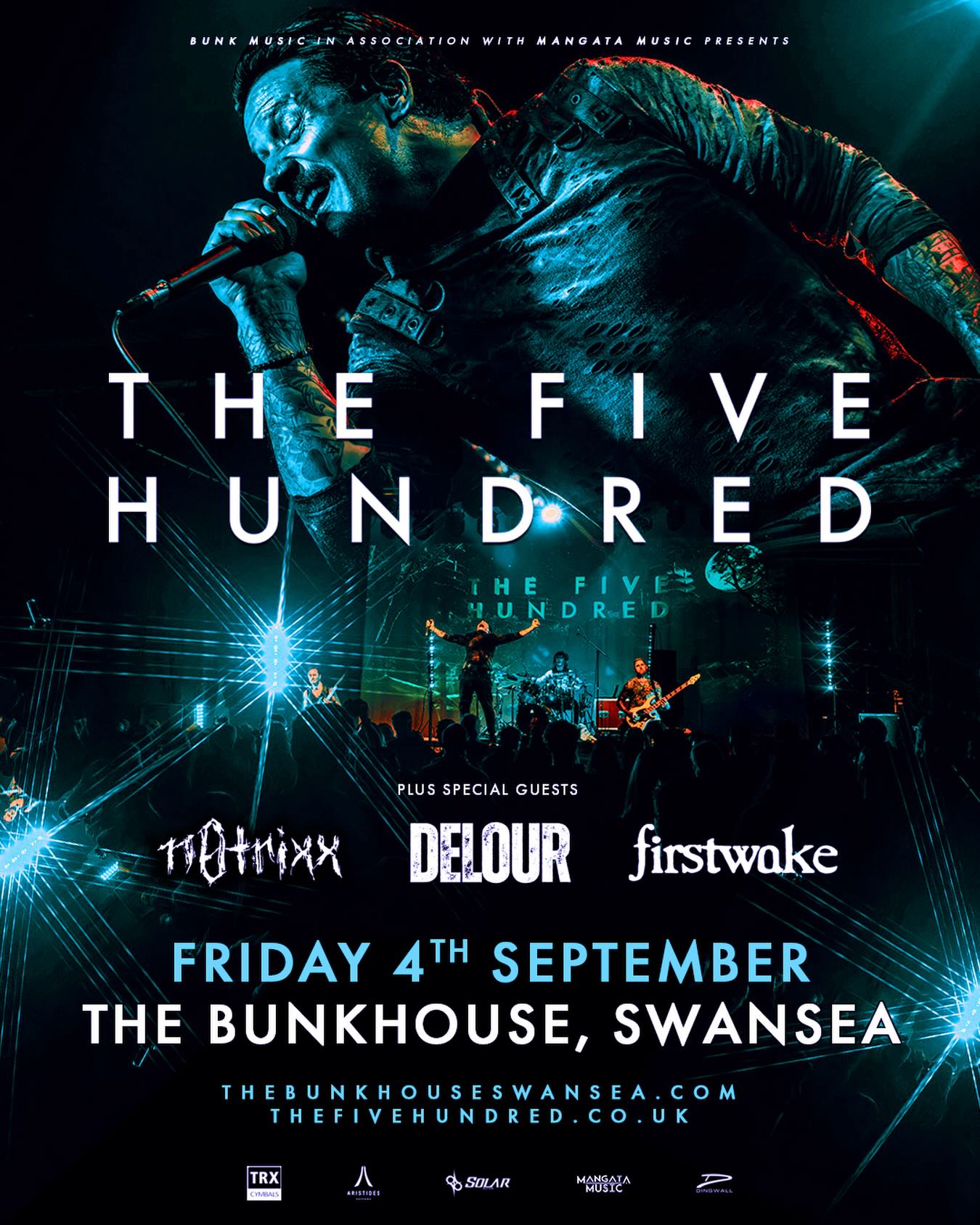 𝘚𝘐𝘖𝘌 𝘕𝘌𝘞𝘠𝘋𝘋 | 𝘕𝘌𝘞 𝘚𝘏𝘖𝘞:
THE FIVE HUNDRED
The formidable heavy metal 5-piece hit Swansea on their UK tour!🔥
Hailing from the industrial heartland of Nottingham in the early 2010s, the band have established themselves with an atmospheric sound that blends the brutal intensity of metalcore with the intricate ferocity of djent and progressive metal.
‘Ear-rattling metal!...Catchiness, brutality and melody’ - METAL HAMMER
“THE FIVE HUNDRED are truly one of the best bands in metal on Planet Earth today”- Alex Baker, KERRANG! RADIO
@thefivehundred_ are joined by special guests:
• N0TRIXX - Electronic nu-metal / alt-metal (Lancaster) @n0trixx
• DE’LOUR - Heavy alt-metal (S Wales) @delourmusic
• FIRSTWAKE - Post-hardcore emo (S Wales) @firstwakeuk
📅 FRI 04 SEPTEMBER
🕕 Doors 18:00
GET TICKETS ➤ tinyurl.com/the-five-hundred-swansea / thebunkhouseswansea.com / Link in Bio