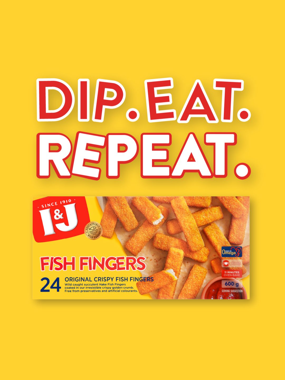 DIP. EAT. REPEAT. Quick, crunchy, and irresistibly delicious. Pair I&J Fish Fingers with your favour…