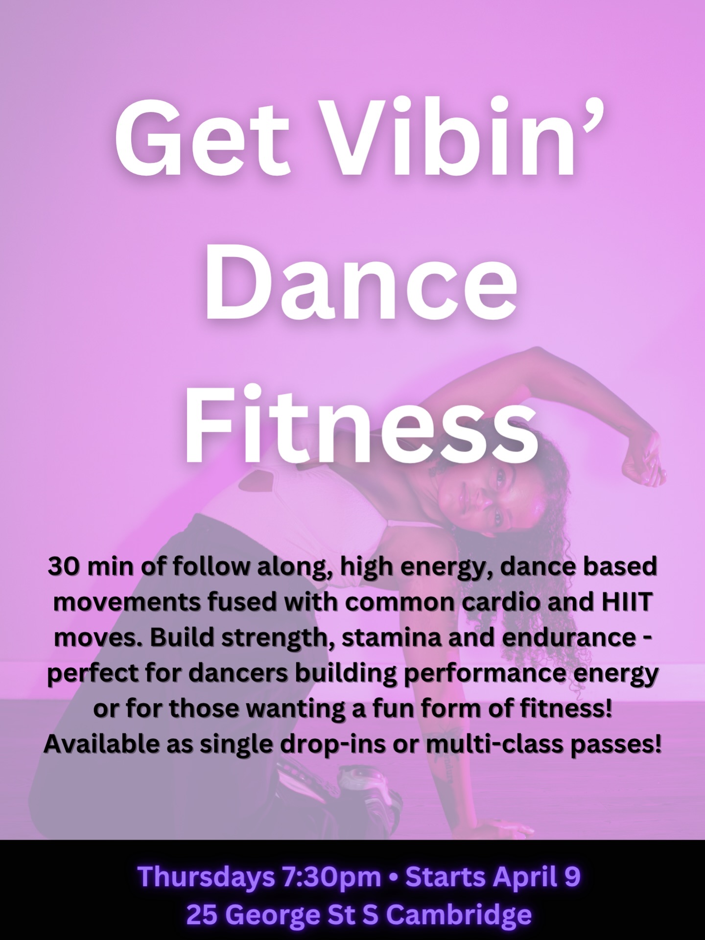 ✨Get Vibin’ Dance Fitness✨
Join me in April for my new dance fitness classes! The perfect workout for people who don’t really like working out- I’m bringing all the fun dance party vibes set to a new music theme each week fused with exercise. 30 min- warm up, work out, cool down.
The April Music Theme Line Up:
April 16: Drake Night
April 23: 2000s Throw Back Hip Hop
April 30: 2000s Throw Back Pop
📍 @embr.studio_cambridge
vibes-dance.com/classes in the drop-in calendar