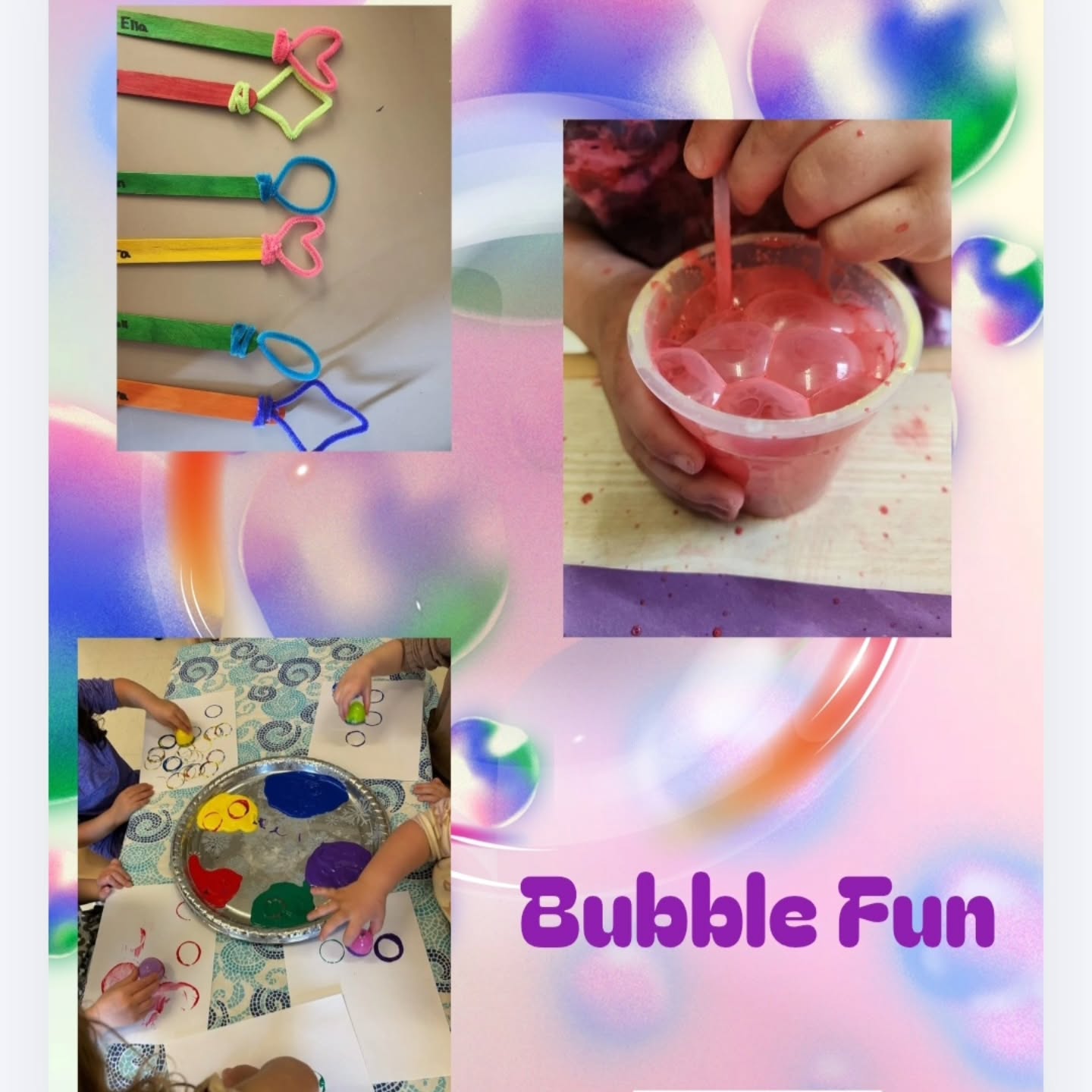 ●○•° bUbBlE PaRtY ●○•°
Why is bubble play important?
🫧 it encourages sensory exploration
🫧holding wands strengthens hand eye- coordination
🫧chasing and popping bubbles promotes, running, walking,jumping, and reaching which helps improve balance and coordination
🫧blowing bubbles strengthens the jaw and mouth muscles , assigning with speech development
Who knew while having fun, so much learning is happening too!