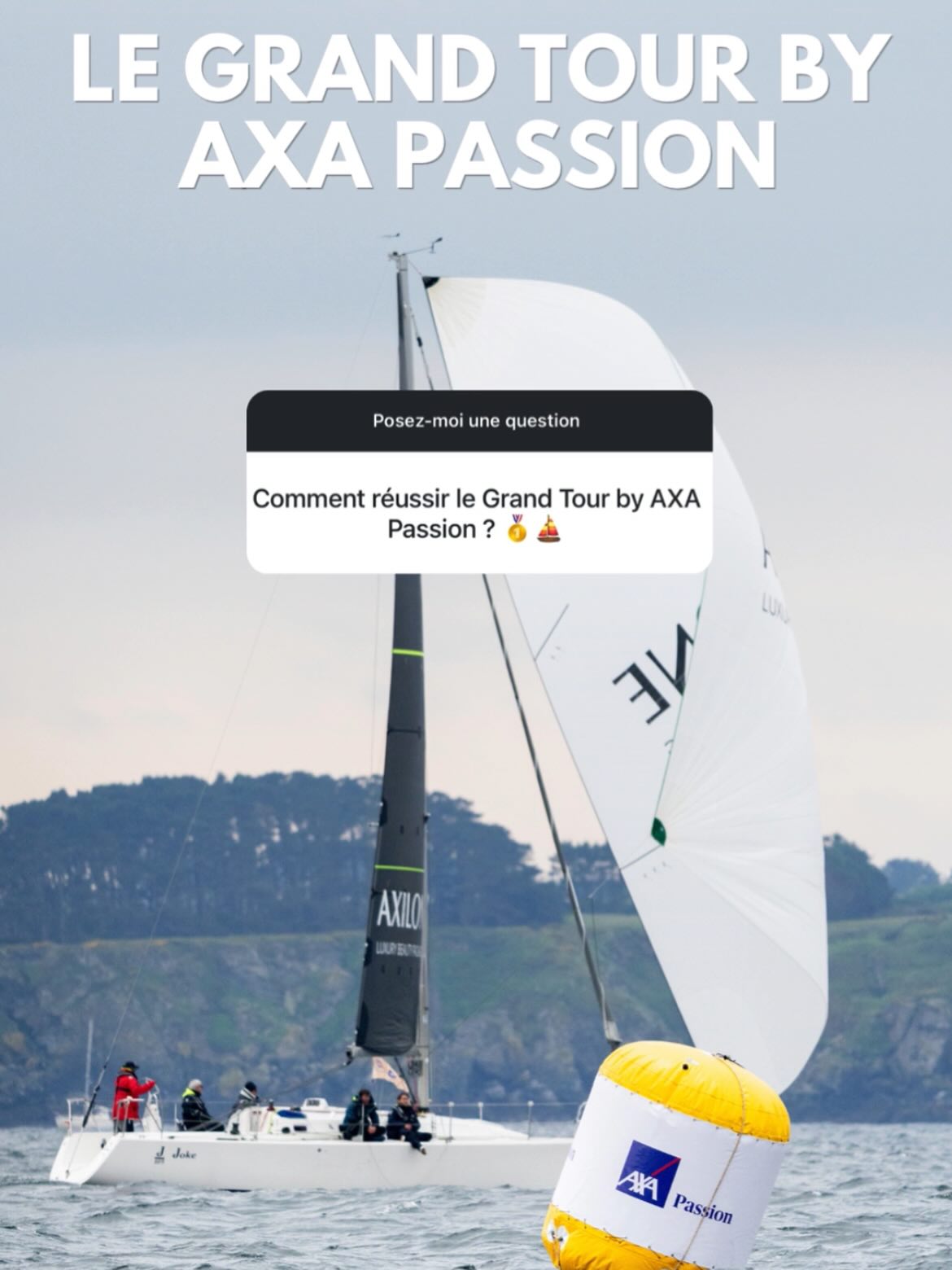Comment réussir son Grand Tour by AXA Passion ? ⛵️
1. Prendre un bon départ.
2. Passer la bouée en tête.
3. Réussir ses plus belles manœuvres.
Mais surtout…
Prendre le temps d’admirer le paysage, partager l’aventure avec son équipage, profiter de ses proches à bord et transmettre la passion de la voile aux plus jeunes. ⚓
Merci à AXA Passion, partenaire du Tour de Belle-Île, de faire vivre cette expérience unique sur l’eau et à terre avec Le Grand Tour by AXA Passion et le Kids Tour by Axa Passion ! 💛
Une autre manière de vivre le Tour de Belle-Île : plus proche, plus conviviale, plus passionnée. 🌊