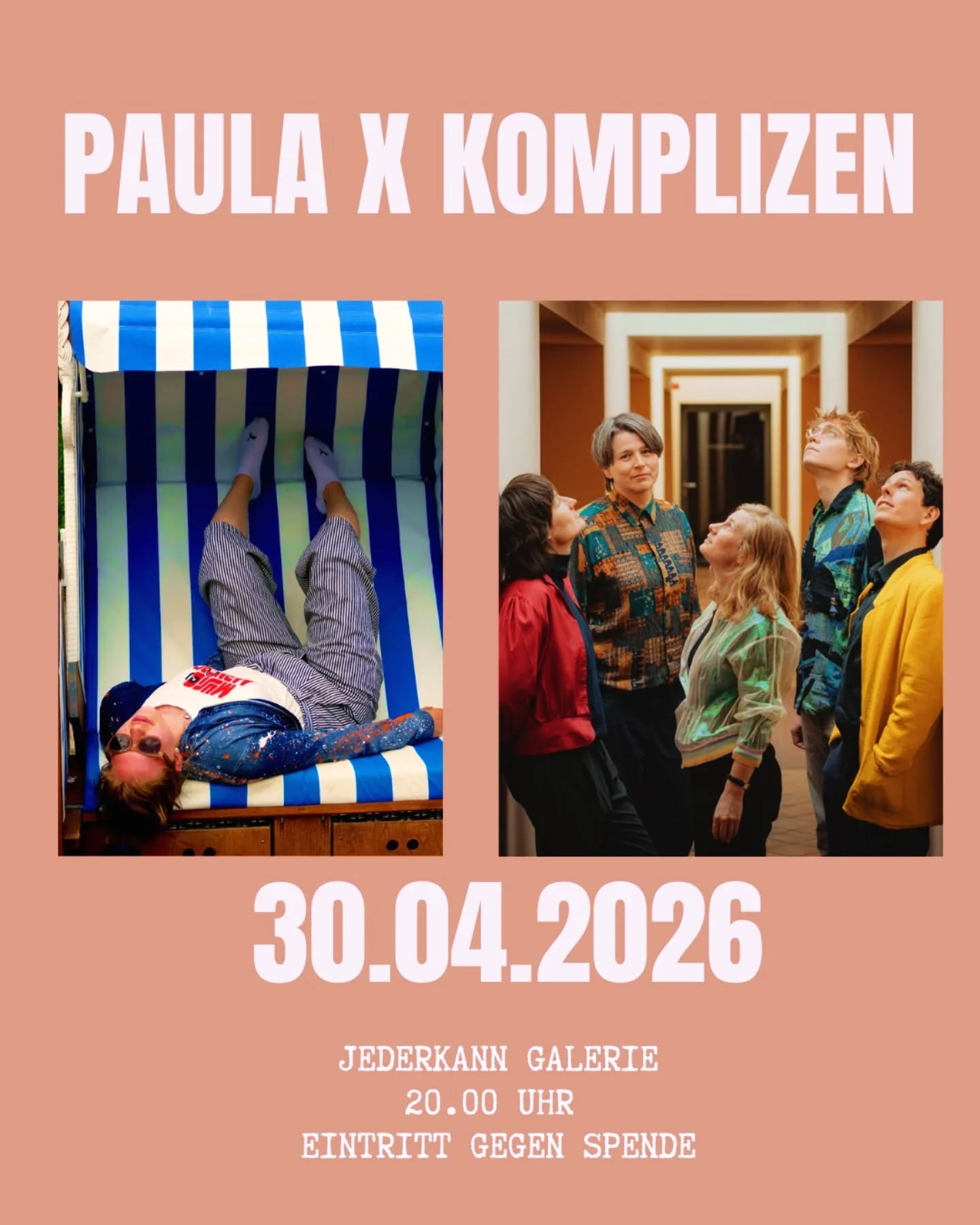 Was gibt es besseres als ein Konzert vorm Feiertag? ☀️
@komplizen.music und ich spielen ein famoses Frühlingskonzert. Es wird schön, wenn Liedermacherinnenpunk auf Art Rock trifft, versprochen. 😌
Die Komplizen machen wunderbare Musik, die ihr so auf jeden Fall noch nicht gehört habt. Fünf Menschen, die mit mehr als 5 Instrumenten tanzbare Musik mit Haltung machen. 👏
Wir haben uns 2023 beim Globale Krisen Songslam kennengelernt und fanden uns so sympathisch, dass wir dachten, wir laden uns mal gegenseitig in unsere Heimatstädte ein 😊
Komplizen haben mich bereits nach Leipzig eingeladen und jetzt revangiere ich mich mit einem gemeinsamen Konzert am 30.04. ab 20 Uhr in der @jederkann.insta Galerie. Ab 19.30 Uhr darf erschienen werden. 😊
#konzerte #erfurtkultur #musik