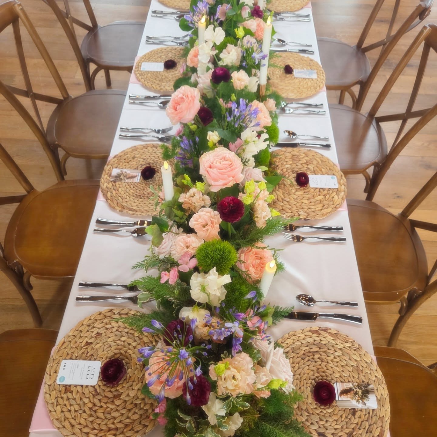 Dreaming of unforgettable wedding centerpieces? Me too! 🩷
Sometimes, busy brides can overlook centerpiece designs for long tables at your wedding reception......but not today.
Check out our garden-inspired floral runner for your wedding reception 🌸
At Archer & Bliss, we loooooooove the little details and it's on full display with this design.
💍 Ruffled and fluffy rose, sweet pea, and ranunculus blooms
💍 Eye catching blue agapanthus
💍 Cool accent flowers like hellebores and Lisianthus and
💍 A variety of textured greenery, including natural moss, thar pulls it all together
Loving our designs? I'd love to meet you in a virtual consultation 🧡 www.calendly.com/archernbliss
#weddingflorist #weddingflowerinspo #2026brides #2027bride #2027wedding