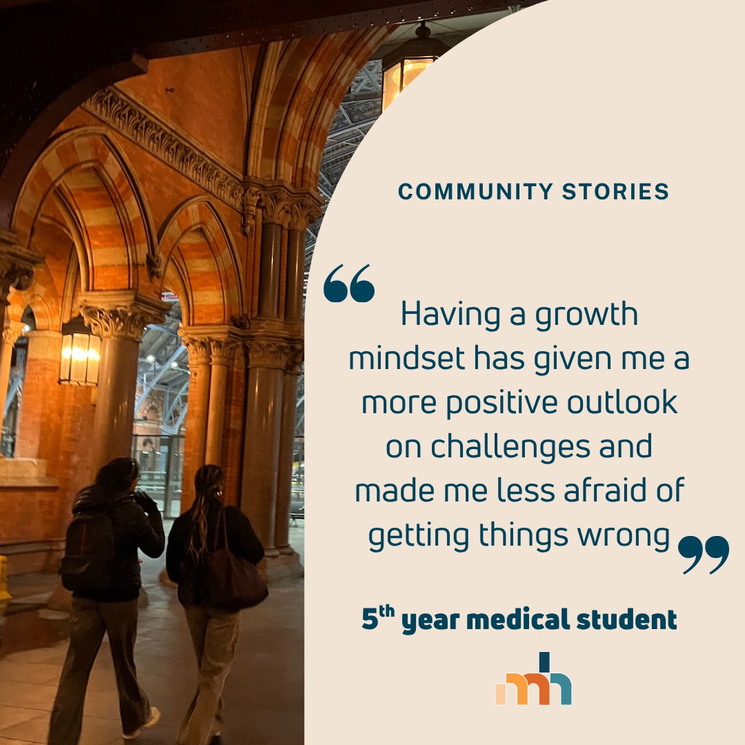 Hear from a fifth year medical students about the benefits of having a growth mindset. #mindhealth #mentalhealth #mentalwellbeing #communitystory #medicalstudent #April #medicine #medical #growthmindset