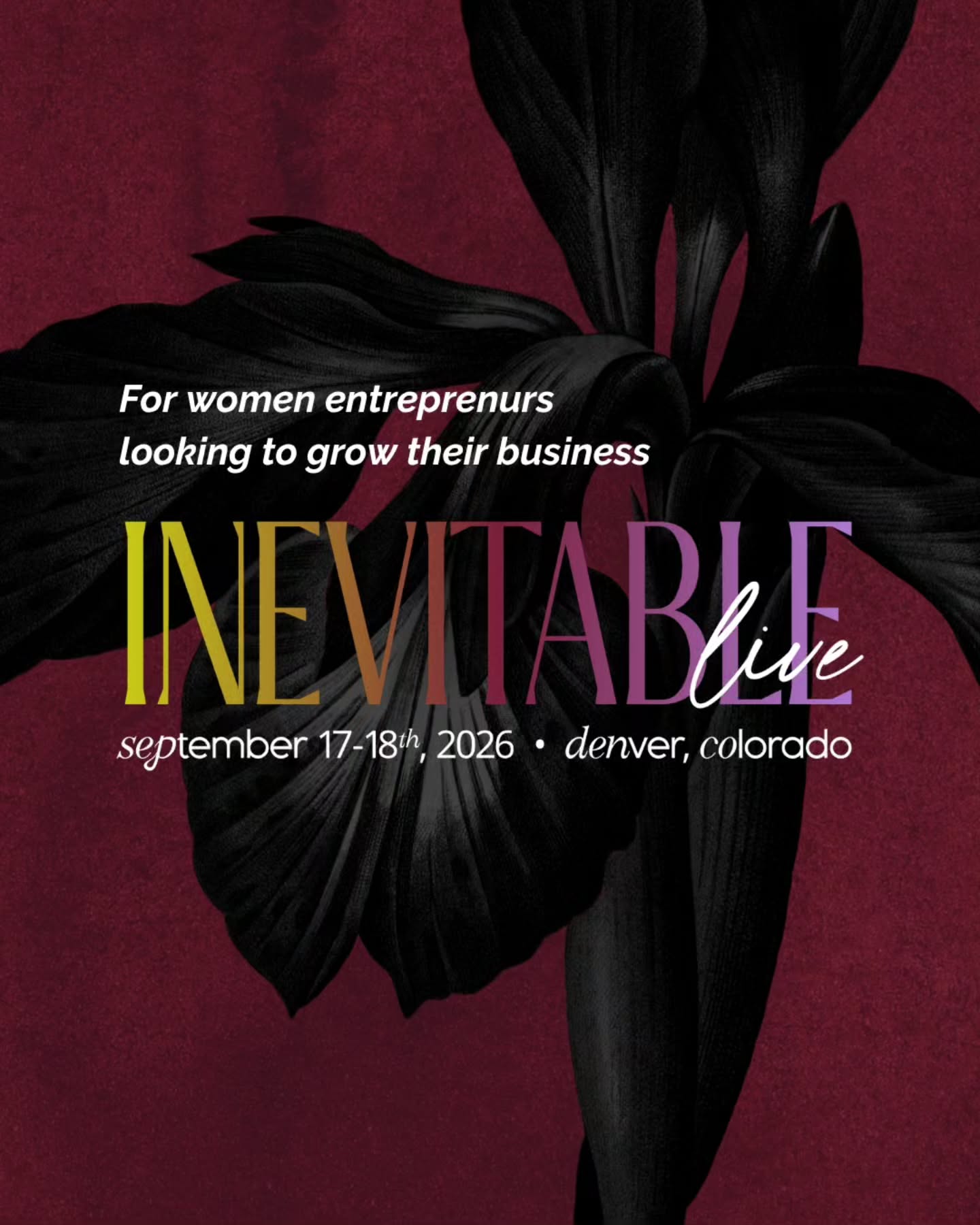 Are you ready to get out of the house, off your phone and finally in a room thats going to help you grow your business? (I know I am!) 😏
Hosted in the gorgeous Clayton Hotel in Denver, CO 📍
Inevitable Live is an intimate, high-energy experience designed for women who want more than inspiration. ✨️
You are walking away with ideas, strategy, relationships, and real momentum.
Inside this space, we are blending powerful speakers, collaborative conversations, intentional networking, brand, and business expansion
This is the kind of experience where you meet collaborators, podcast guests, referral partners, future clients, and women who will stay in your orbit long after the event ends.
A full day designed to stretch your thinking, expand your leadership, and spark powerful connections. GA & VIP tickets are avaliable now!! Save your spot and save up to $200. 🎟