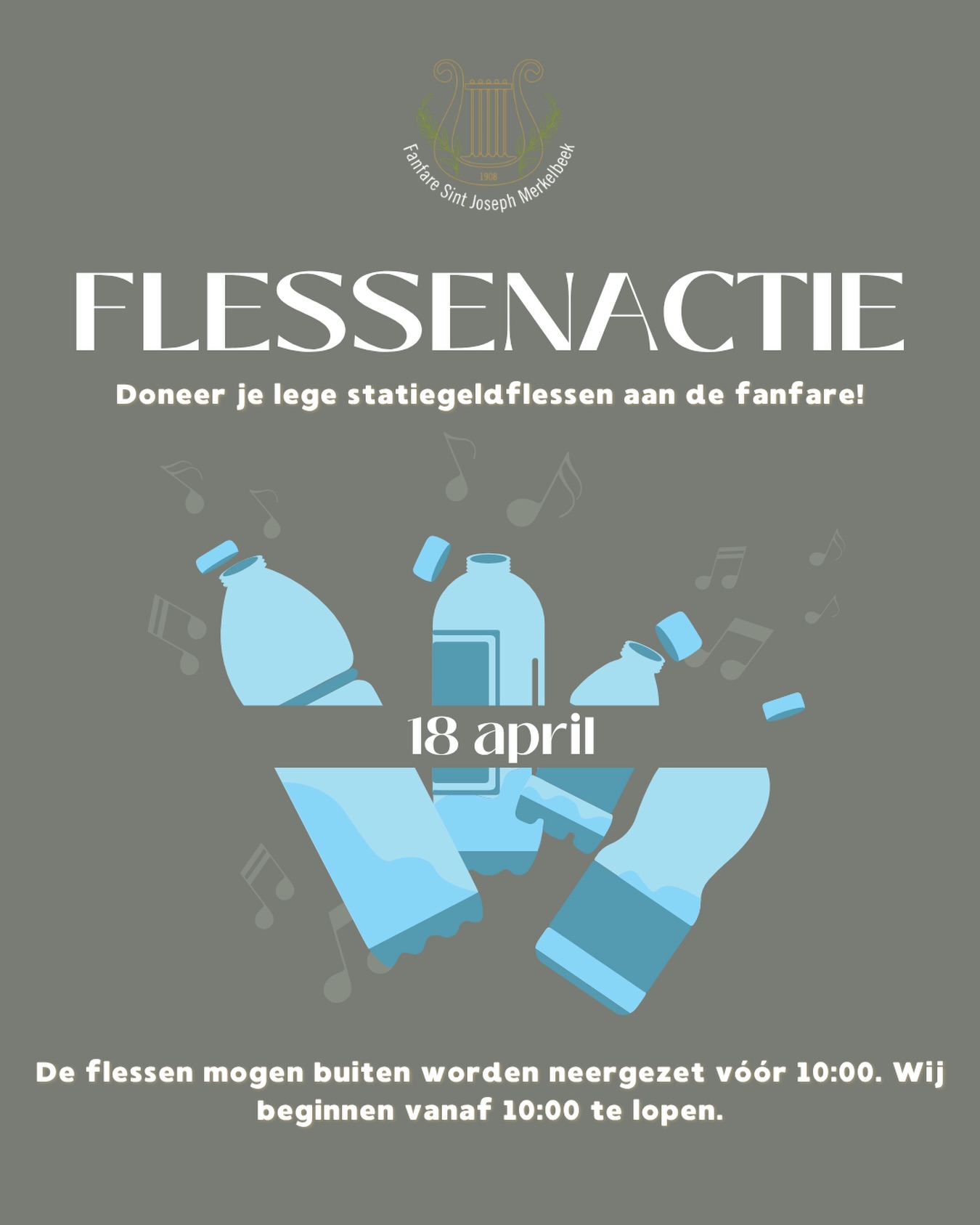 Aanstaande zaterdag: FLESSENACTIE! ♻️
Zaterdag 18 april lopen wij weer onze halfjaarlijkse flessenactie. Geen zin om naar de appie te gaan om je oude flessen in te leveren? Dan doen wij dat met alllllle liefde voor je! Hang ze vóór 10:00 buiten en we halen ze op!
See you Saturday 🫢♻️