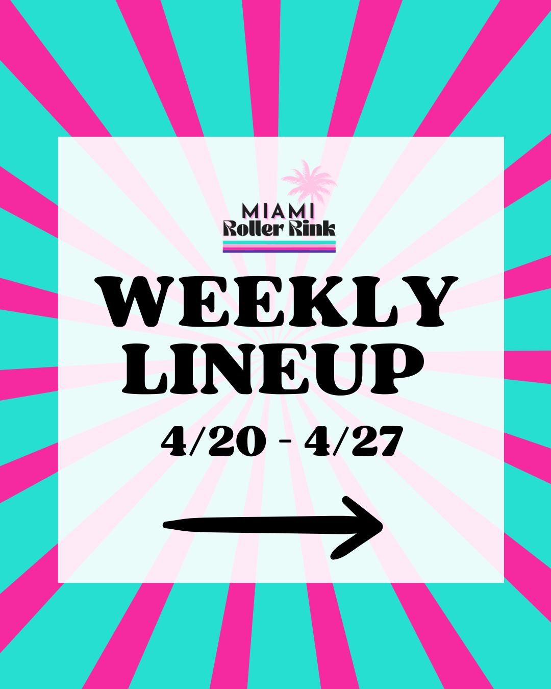 This week at Miami Roller Rink 🔥 (4/20 – 4/27)
➡️ Monday 4/20
Learn to Skate (Kids 6PM – 7PM | Adults 7PM – 8PM)
Freestyle Music Mondays (16+) 8PM – 11PM
➡️ Tuesday 4/21
Speed Skating Classes (Kids 6PM – 7PM | Teens & Adults 7PM – 8PM)
➡️ Wednesday 4/22
Learn to Skate (All Ages) 6PM – 7PM
Last Roc’s World Dance Skate Class (16+) 7PM – 8:30PM
Roc’s World Farewell Celebration 8PM – 11PM 🎉
➡️ Thursday 4/23
📞 Call to book field trips or private events!
➡️ Friday 4/24
Daytime Session 4:30PM – 7:30PM
Night Session 8PM – 11PM
➡️ Saturday 4/25
Learn to Skate (All Ages) 9AM – 10AM
Daytime Session 10AM – 7:30PM
🎤 Michael Jackson Tribute Skate Night (*Special Event*) 8PM – 11PM
➡️ Sunday 4/26
Daytime Session 12PM – 5PM
Family Skate 5PM – 7:30PM (BOGO)
➡️ Monday 4/27
Learn to Skate (Kids 6PM – 7PM | Adults 7PM – 8PM)
Freestyle Music Mondays (16+) 8PM – 11PM
🛼 Don’t miss Roc’s World final week + celebration!
#miamirollerrink #thingstodomiami #miamiskating #miamievents