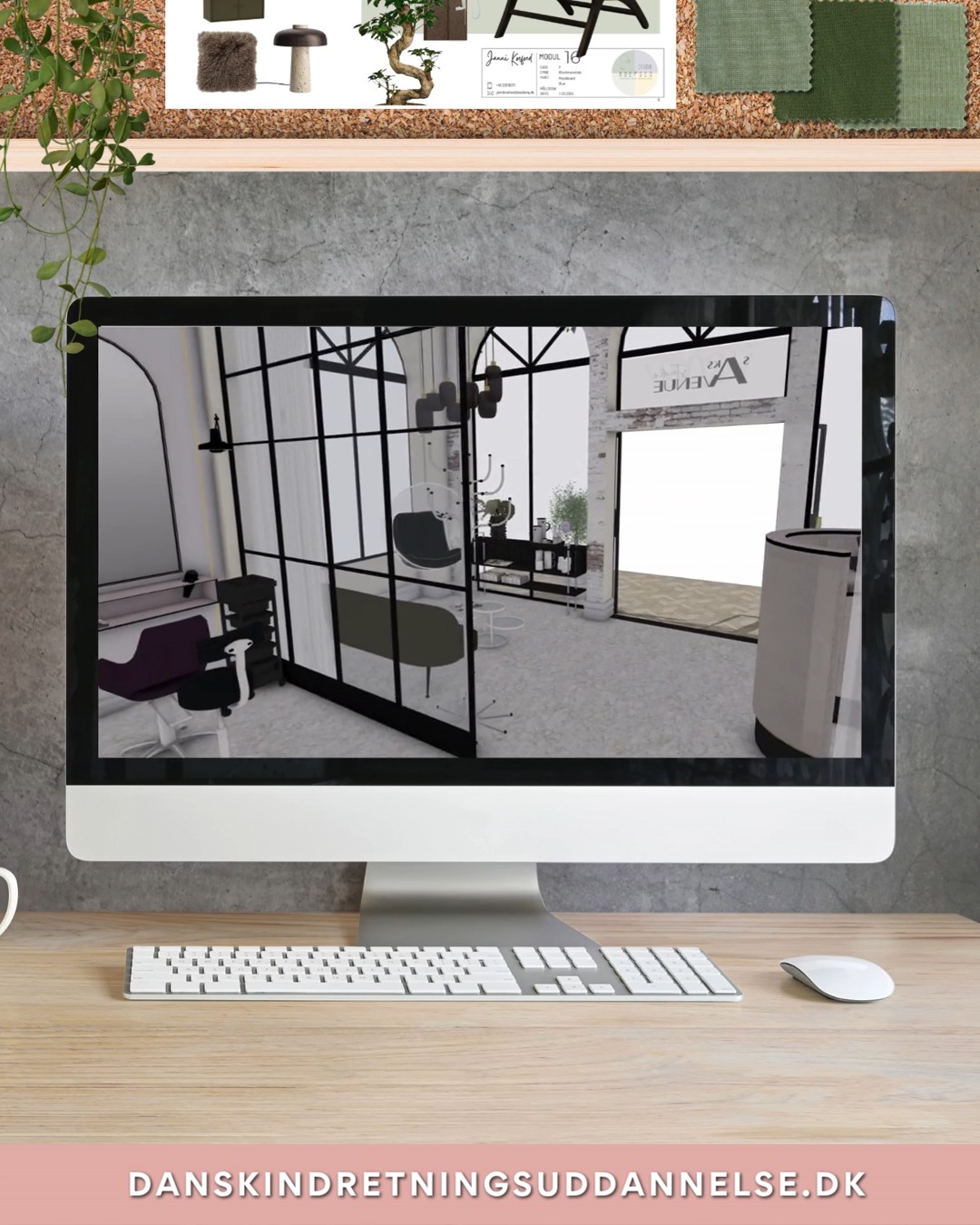 🎬 Flythrough af Jannis frisørsalon!
Se hvordan et rum bliver levende med en smuk møblering, stilfulde zoner og gennemført design – præcis som du lærer at gøre på vores Indretningsarkitektuddannelse ved DIU
Hos DIU lærer du også at visualisere dine projekter digitalt – fra moodboards til flythroughs, så dine kunder virkelig kan mærke rummet, før du har sat en eneste stol! 💡
Vil du også kunne lave dette?
📌 Tjek vores uddannelser på www.danskindretningsuddannelse.dk