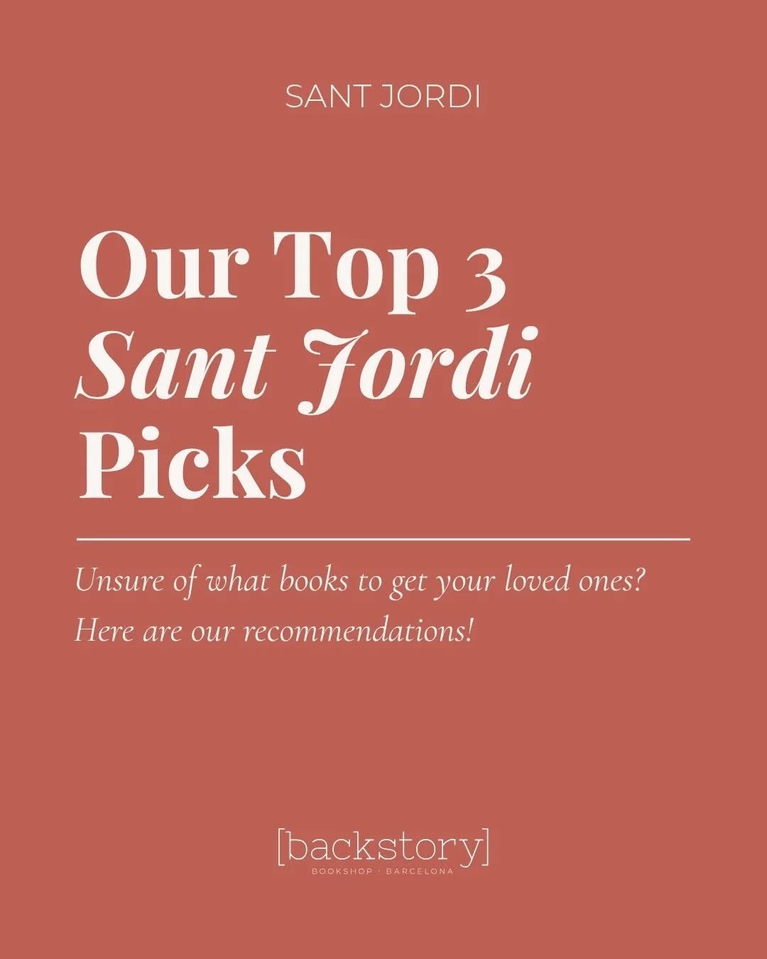 Are you as excited as we are for Sant Jordi? 🌹📚
We know it can feel a little overwhelming choosing the perfect book for your friends and family, so we’re here to make it easier. Here are some of our team’s favourite picks to inspire you ✨
#Bookstagram #BackstoryBookshop #santjordi #bookshop #barcelonaenglish