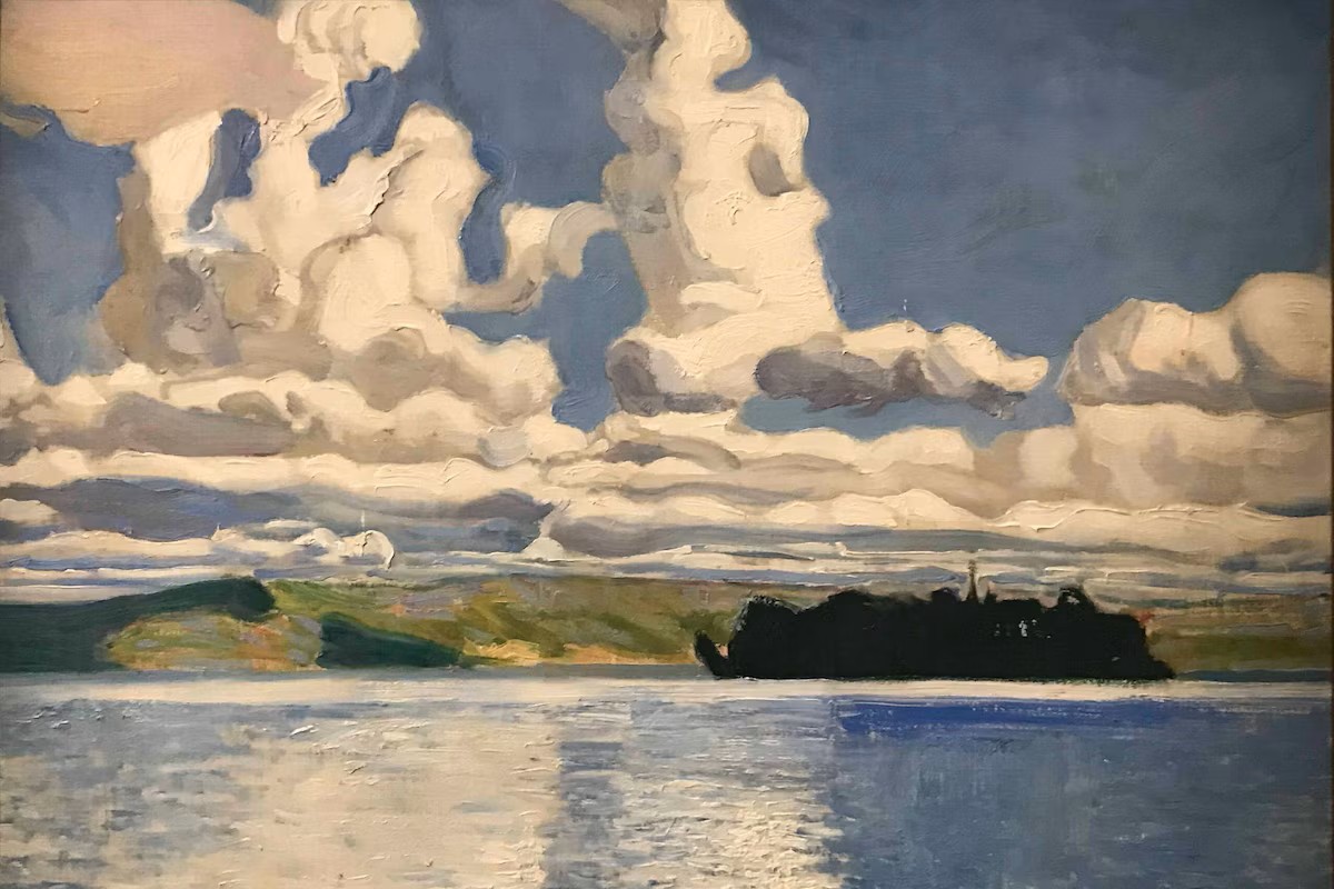Akseli Gallen Kallela, Le Lac Keitele en Finlande, un modèle pour Rêve d'Ogoz.
La régulation saisonnière du niveau de l’eau « une marée en montagne » illustre deux faces de la beauté : le beau et le sublime. Selon Edmund Burke, le sublime c’est la beauté par l’effroi (cf. 1757, A Philosophical Enquiry Into the Origin of Our Ideas of the Sublime and Beautiful, Recherche philosophique sur l'origine de nos idées du sublime et du beau).