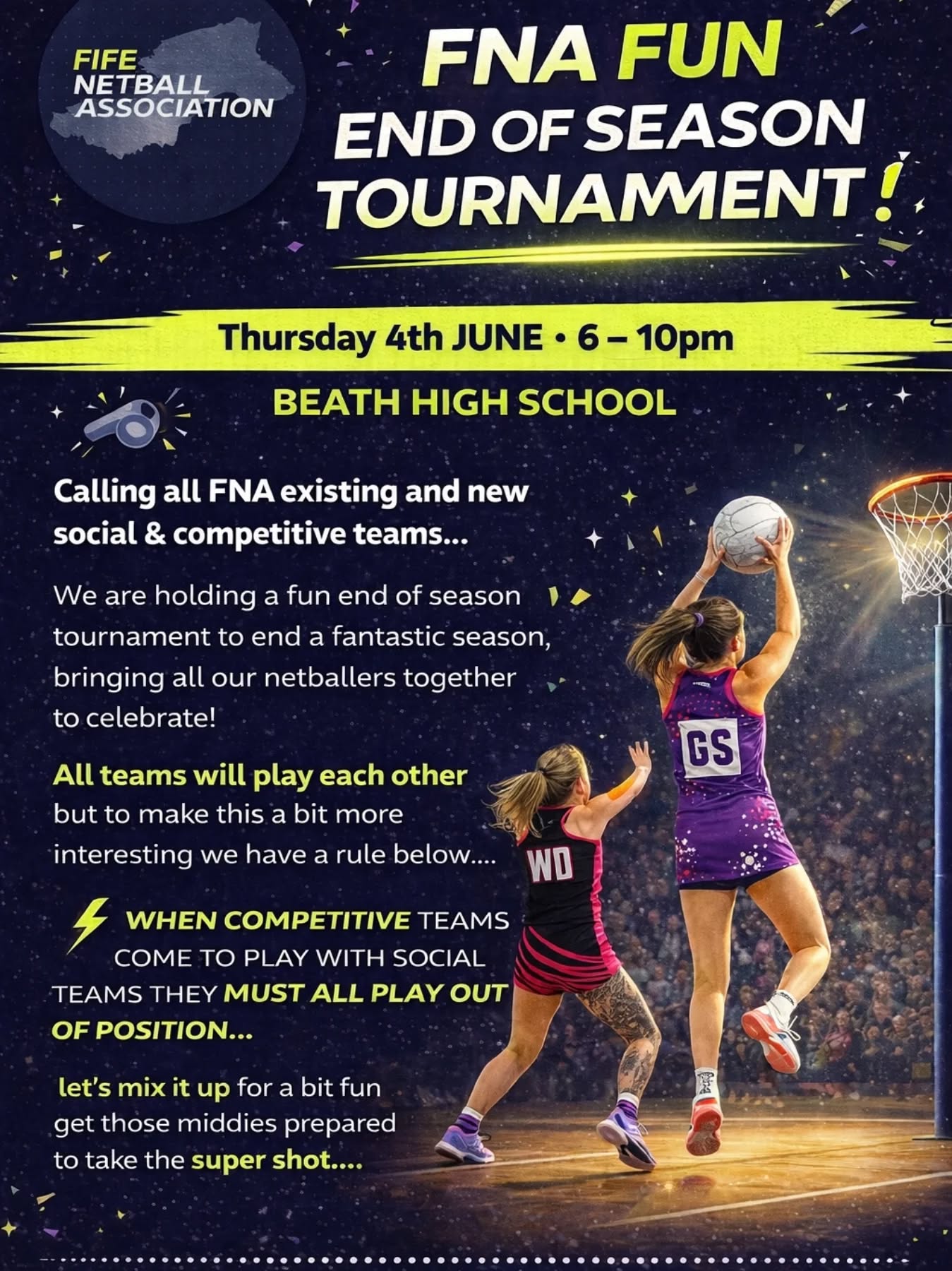🎉 END OF SEASON FUN TOURNAMENT 🎉
As a big THANK YOU for being part of our league, we’re inviting all our amazing clubs to join our End of Season FUN Tournament — and yes, we really mean FUN 😄
👥 Open to BOTH social & league teams
😜 League vs Social? League players must play out of position — keep it fair, keep it fun!
💸 FREE to enter
📅 Deadline to enter: 30th April
Grab your team, bring the vibes, and sign up using the link below 👇
https://docs.google.com/forms/d/e/1FAIpQLScm5CP8x5i225msFzo3PehMoyfcVoFsjqD66u9Ij8x4tLjnTA/viewform