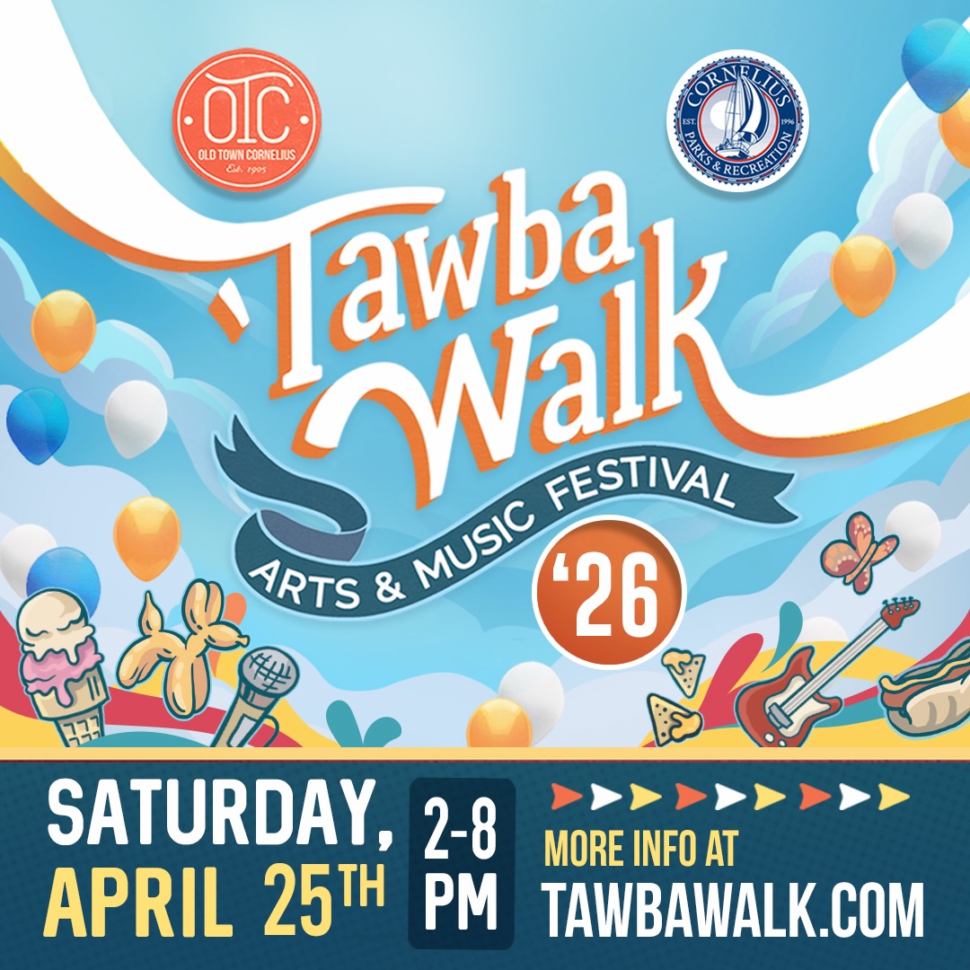 Get ready, Lake Norman… it’s almost time for the ‘Tawba Walk Arts & Music Festival SPRING edition!🌸🎶
Join us Saturday, April 25 from 2–8 PM for one of LKN’s favorite Arts & Music Festivals in the heart of Old Town Cornelius. This is THE day you don’t want to miss.
Here’s what’s waiting for you 👇
🎸 Two stages rocking with EPIC live bands
🎨 Over 100 local artists, craftsmen, and vendors
🍺 Local craft breweries and cideries pouring your favorites
🍔 Multiple food truck courts serving up delicious bites
🎧 DJ Festivus spinning in the food truck court (new this year 👀)
🐐 Petting zoo fun for everyone
👨👩👧 Two epic kid zones to keep the little ones entertained
🎢 Bungee trampoline, gem mining, and face painting
🎭 Street art and live performances
🎁 Games, giveaways, and so much more
We’re taking over Downtown Cornelius at Oak Street Mill, Town Hall, and both sides of Catawba Ave, so come ready to walk, explore, and stay awhile.
Interested in participating as a sponsor or volunteer at ‘Tawba Walk? Visit 👉🏻 tawbawalk.com to learn more!
#TawbaWalk #OldTownCornelius #OTC #LakeNormanEvents #LKNLiveMusic