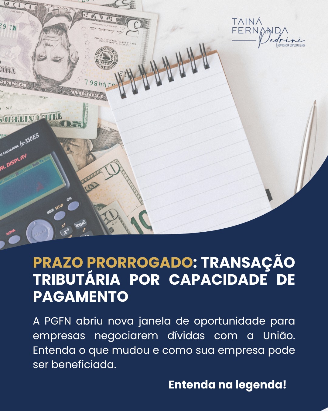 A Procuradoria-Geral da Fazenda Nacional prorrogou o prazo para adesão à transação por capacidade de pagamento. Agora, contribuintes têm até o dia 29 de maio de 2026, às 19h (horário de Brasília), para negociar débitos inscritos em dívida ativa da União, conforme previsto no Edital PGDAU nº 11/2025.
A medida possibilita que pessoas físicas e jurídicas regularizem suas pendências com condições ajustadas à sua realidade financeira. Podem aderir aqueles que possuam dívidas inscritas até 1º de novembro de 2025, desde que o valor total não ultrapasse R$ 45 milhões.
A classificação da capacidade de pagamento é realizada automaticamente pelo sistema, que divide os contribuintes em categorias de “A” a “D”. Aqueles enquadrados nas faixas “C” e “D”, consideradas de menor capacidade, podem ter acesso a condições mais vantajosas, como prazos mais longos e maiores descontos sobre juros, multas e encargos.
Entre os principais benefícios, destaca-se a possibilidade de entrada reduzida, correspondente a 6% do valor da dívida, que pode ser parcelada em até 12 vezes. Em algumas situações, essa entrada pode até ser dispensada, com pagamento inicial distribuído em até seis parcelas. O saldo restante pode ser parcelado em até 114 meses, ou até 133 meses para públicos específicos, como micro e pequenas empresas.
Os descontos podem alcançar até 100% sobre juros, multas e encargos, respeitando o limite de até 65% do valor total da dívida, podendo chegar a 70% em casos específicos. As parcelas mínimas são de R$ 25 para microempreendedores individuais (MEI) e R$ 100 para os demais contribuintes.
A adesão deve ser realizada por meio da plataforma REGULARIZE, onde também é possível simular as condições antes de formalizar o acordo. Importante destacar que o pagamento da primeira parcela até o último dia útil do mês da adesão é indispensável para a validação da negociação.
#DireitoTributário #DívidaAtiva #TransaçãoTributária #Advocacia #PlanejamentoTributário #Empresas #MEI #RecuperaçãoFiscal