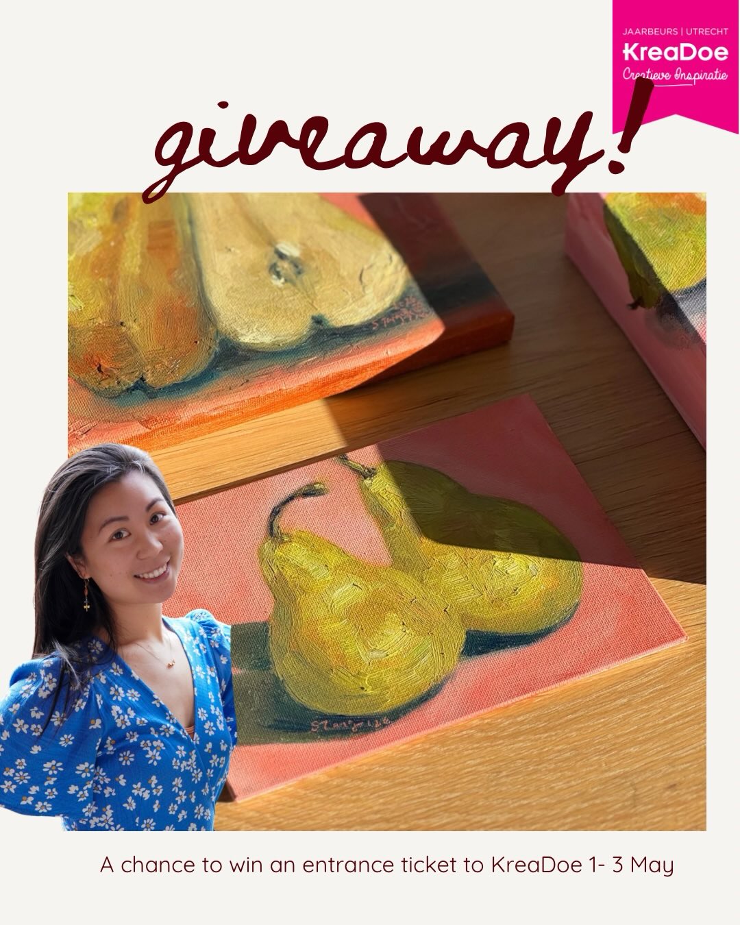 I am giving away three entrance ticket to KreaDoe lentefestival on 1- 3 May.
I will be raffle them to my newsletter subscribers on Sat 25th April.
How to enter:
1. ✨Sign up for my newsletter
2. Follow me on IG✌🏼
3. Tag a friend 👯♀️
💛Check you emails on 25th April
Good luck!
#kreadoelentefestival #giveaway #paintingworkshop