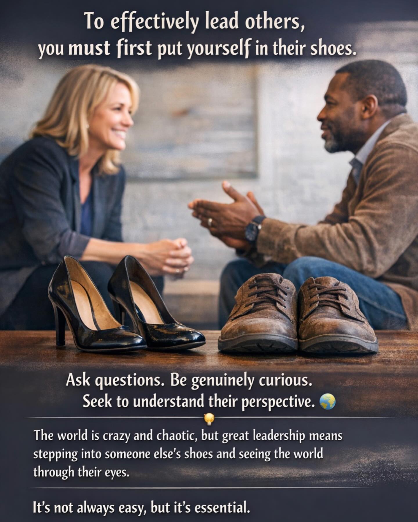 Leadership asks more of us than directing tasks or offering solutions. To truly lead someone, you have to be willing to step into their shoes and see the world the way they see it. Their perspective will almost always be different from yours, and that’s the point.
It means asking real questions. It means being genuinely curious about their experiences, their challenges, and the lens through which they interpret the world. Curiosity builds connection, and connection builds trust.
In a world that feels louder and more chaotic every day, this kind of leadership is harder than ever. But it’s also more necessary than ever. When you choose to understand before being understood, you create space for people to grow, contribute, and thrive.