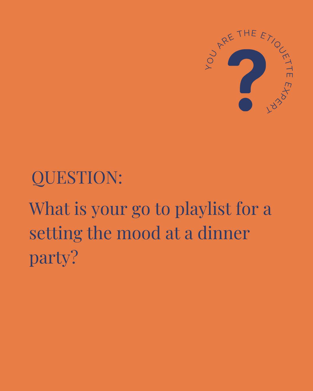 I am loving the dinner party questions lately. Thank you for the inspiration to dust off the good dishes and spend time with friends.
My go-to playlist is made from three categories. Classics, Throwbacks, and New-ish songs.
Here are a few ideas to help you get started. I would aim for a playlist that is about two hours long.
🎼 Classics
Respect by Aretha Franklin
This Will Be An Everlasting Love by Natalie Cole
The Chain by Fleetwood Mac
Anything by Frank Sinatra
🍽️ Throwbacks
Fast Car by Tracy Chapman
All of Me by John Legend
Put Your Records On by Corinne Bailey Rae
Rolling in the Deep by Adele
Better Together by Jack Johnson
🎶 New-ish
Gone Gone Gone by Phillip Phillips
Just the Way You Are by Bruno Mars
The Man I Need by Olivia Dean
Golden by Harry Styles
Too Sweet by Hozier
For holidays or themed parties, I add a few songs that match the occasion and keep the rest the same.
What would you add to this list?
#ThePoliteCompany #DinnerParty #Entertaining #EtiquetteTips
