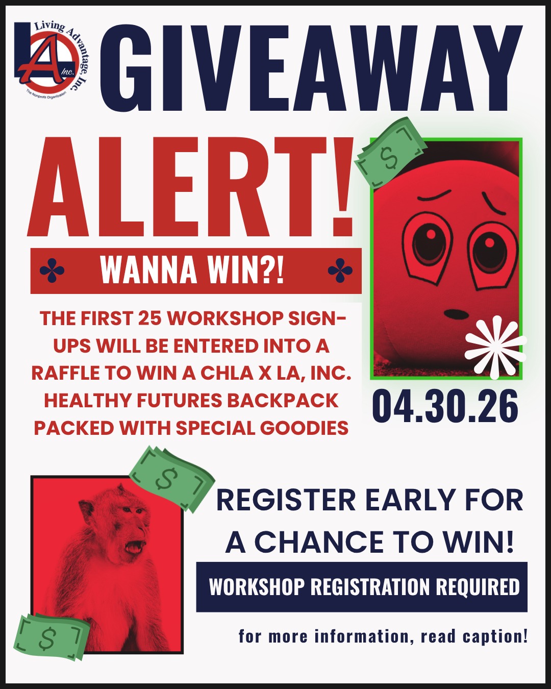 Register now for our Healthy Futures Workshop!
Link in Bio to sign-up!
The first 25 sign-ups will be entered to win a CHLA x LA, Inc. Healthy Futures Surprise Backpack filled with goodies.
Free food, incentives, wellness info, and career opportunities included.