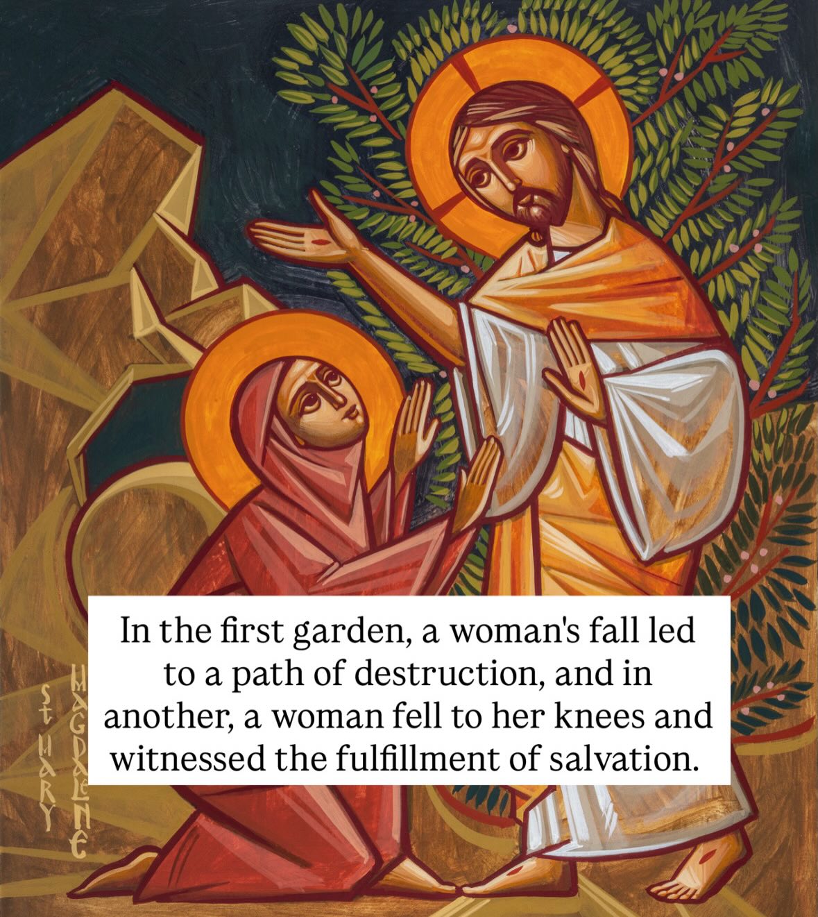 Mary Magdalene showed up to an empty tomb, weeping, searching for her Lord. She begged the gardener for any information he might have.
And as soon as He uttered her name, she recognized her Beloved.
Right there, in another garden, a turning point in humanity took place.
Our Lord came for this purpose. To redeem the grave turning point that scarred His creation in the first garden.
📷Icon of St. Mary Magdalene by Fadi Mikhail @ukcopticicons
...
Read the entire blog post in this week’s newsletter on my Substack,