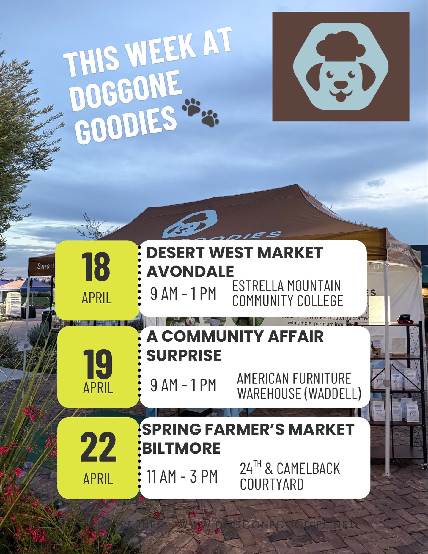 This week’s market lineup 🐾
We’ve been busy in the kitchen making fresh batches of your pup’s favorites — from our crunchy biscuits to our freeze-dried treats, all made with real, simple ingredients you can feel good about.
Everything is crafted in small batches with care, so you’re getting quality, consistency, and treats your dog will actually get excited about.
We love seeing your pups every week and being part of their routine — it means a lot to us. Come by, say hi, and let them pick out something special 🤍
#SurpriseAZ #AvondaleAZ #BiltmoreAZ #DogTreats #ShopLocal