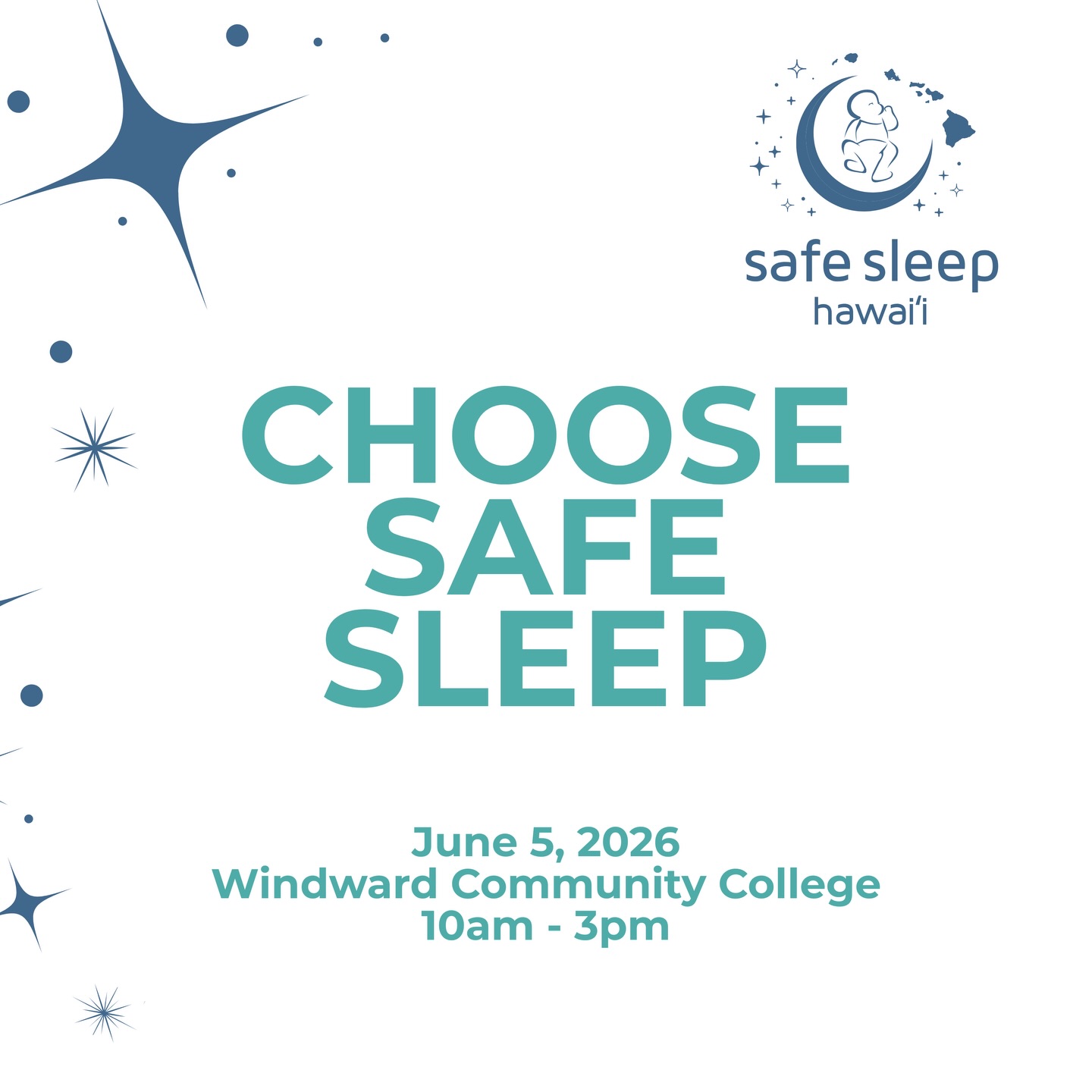We invite you to join the in-person Choose Safe Sleep Summit on June 5th at Windward Community College, sponsored by the Hawaiʻi State Department of Health, Maternal Child Health Branch.
This year’s summit brings together parents and caregivers, healthcare providers, community health workers, and organizations from across Hawaiʻi to connect, learn, and strengthen safe sleep efforts statewide.
What to expect:
• Hear from those with lived experience
• Connect with partners and explore resource tables
• Learn practical ways to use the new Safe Sleep Hawaiʻi messaging
• Join breakout sessions on topics like safe sleep products, environmental barriers, and community-based approaches
• Enjoy lunch and music
Interested in sharing your work? Partners are invited to host a resource table.
Traveling from a neighbor island? Limited travel scholarships may be available to help cover airfare and a rental car.
👉 Learn More and Register by May 22nd:
https://www.parentlinehawaii.org/safe-sleep-summit
#parentline #hmhbhawaii #safesleephawaii
