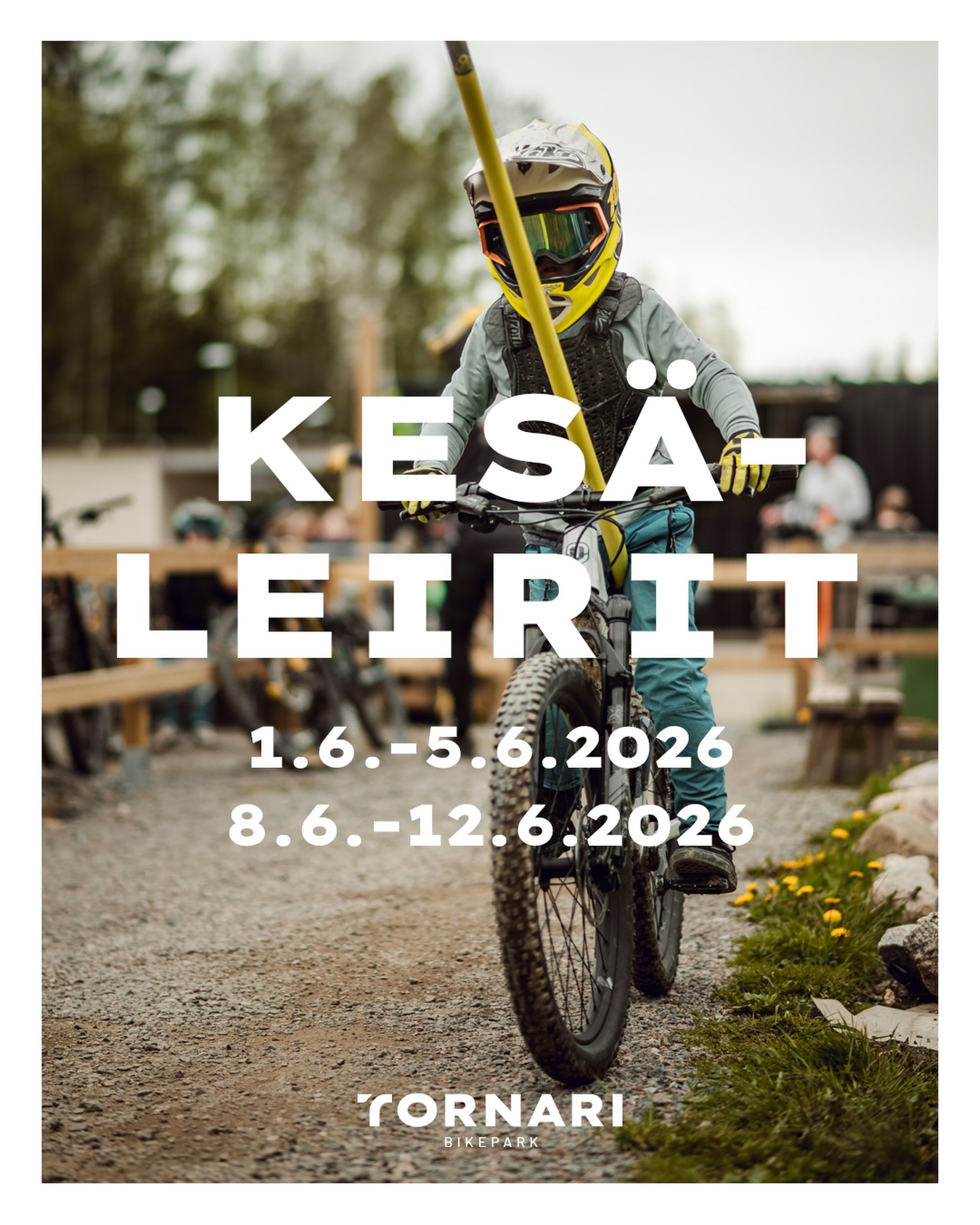 Vielä mahtuu mukaan! ☀️🚵
Kesäleirit:
📅 1.6.–5.6.2026
tai
📅 8.6.–12.6.2026
⏰ Ma–Pe klo 10–15
👧🧑 6–17-vuotiaille
✅ Pienryhmät (5–6 hlö / ohjaaja)
✅ Ryhmät jaetaan taitotason mukaan
✅ 1 ruokailu/päivä sisältyy hintaan
(Erityisruokavaliot omatoimisesti – ilmoita erikseen)
Leirillä opitaan mm.:
🔧 Pyörän käsittelyn perusteet
⚙️ Pyörän säädöt ja pyörän huollon perusteet
🚵 Ajotekniikkaa taitotason mukaan
Ei omaa pyörää tai varusteita?
👉 Ei hätää! Saat koko viikoksi vuokravälineet leiripakettiin.
💰 299 € omilla varusteilla
💰 399 € vuokravälineillä
Paikkoja rajoitetusti – varmista omasi ajoissa!
Few places left!☀️🚵
Summer camps:
📅 June 1–5, 2026
or
📅 June 8–12, 2026
⏰ Mon–Fri, 10 AM–3 PM
👧🧑 Ages 6–17
✅ Small groups (5–6 riders per coach)
✅ Groups divided by skill level
✅ 1 meal per day included
(Special diets must be self-managed – please inform us separately)
Camp includes:
🔧 Bike handling basics
⚙️ Bike setup & basic maintenance skills
🚵 Riding and coaching tailored to skill level
No bike or gear?
👉 No problem! Rental equipment available for the whole week.
💰 €299 with your own gear
💰 €399 with rental equipment
Limited spots available – secure yours early!