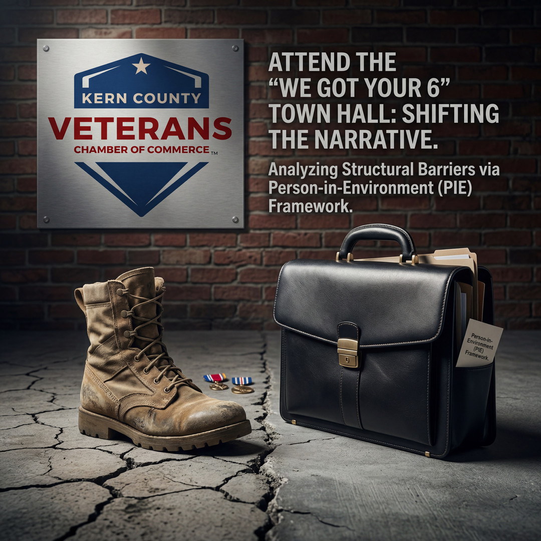 #KernCounty #California , we cannot talk about veteran transition without talking about the systems that surround them.
In my Master of Social Work studies at CSUB, we use a concept called the Person-in-Environment (PIE) framework. This framework dictates that we don’t look at a struggling veteran and ask, “What bad choices did you make?” Instead, we look at the environment—the lack of affordable housing, the bureaucratic red tape at the VA, the wage stagnation—and we realize that marginalization is a structural issue, not an individual failing.
Military culture instills immense discipline, but when veterans reintegrate into a civilian society that lacks structural support, that discipline turns into isolation. We cannot accept the status quo. Policy is not something that happens to you; it is something you must participate in.
On May 21st at 1800 Hours (6:00 PM), the KCVCC is hosting "We Got Your 6: Kern County Veterans Town Hall & Civic Action Forum" at The Basement in the Woolworth building. This is a critical community intervention where veterans will share their lived experiences directly with civic leaders to force real-time accountability and solutions.
I need you in the room. Bring your voice, bring your network, and let’s build the infrastructure our local heroes need to thrive.
Get your tickets and view sponsorship tiers at kcvcc.org. Drop the "Private" mentality and lead like Generals. 🎖️
#KernCounty #KCVCC #WeGotYour6 #SocialWork #MacroPractice #Veterans #CivicAction #SystemicChange #Leadership