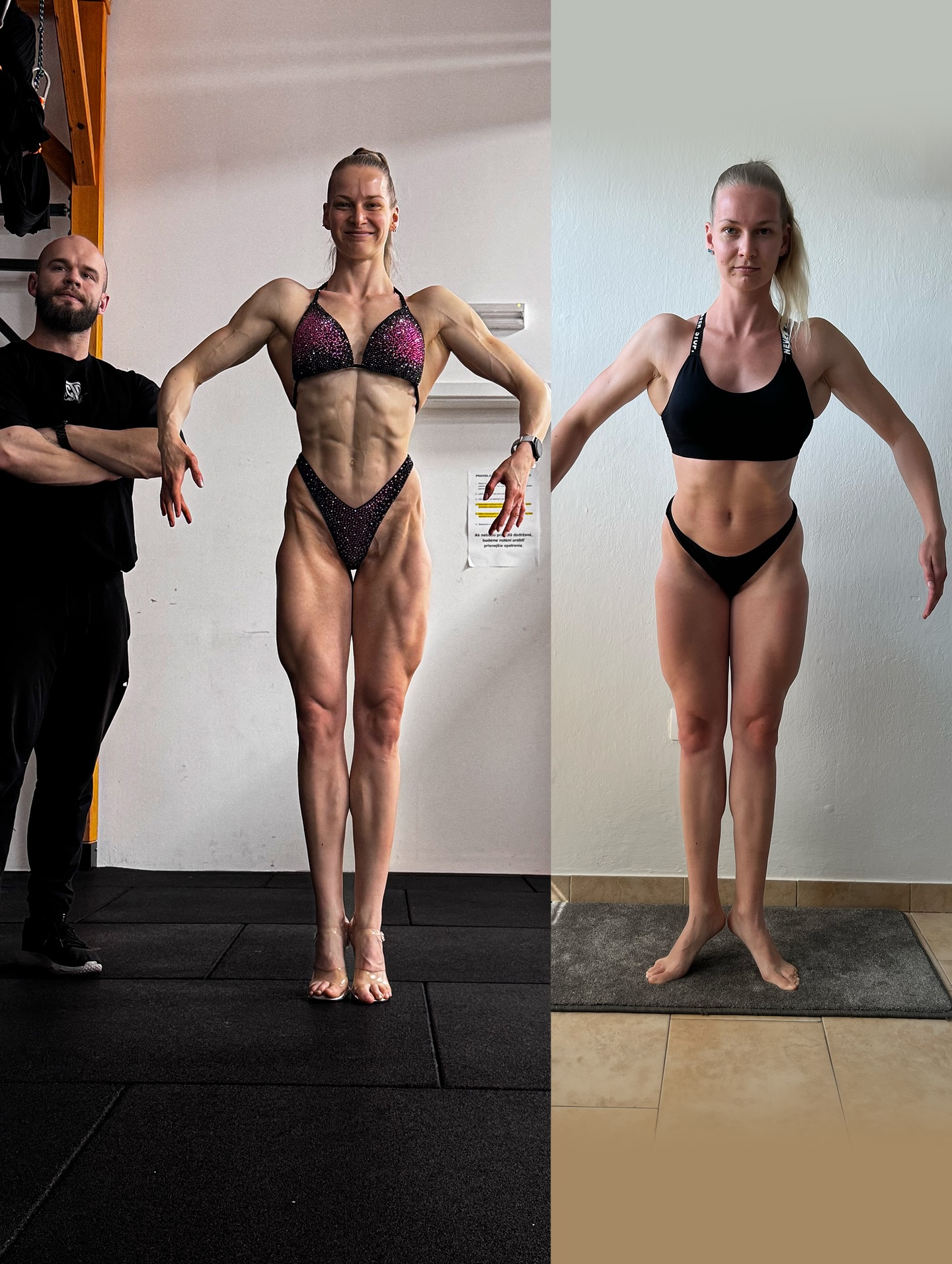 Necelé 3 roky spolupráce so @sabi_gerhart 🫱🏻🫲🏼, touto estetickou body-fitness pretekárkou. Medzi fotografiami je rozdiel len -3,5kg avšak v inej kompozícii tela. Sabi na mňa pôsobí vo veľa aspektoch ako profesionálna športovkyňa, jej disciplína, odhodlanie ale najmä prístup počas celého roka je obdivuhodný. Naviac veľmi milá a pokorná žena, avšak v tréningu je celkom blázon 😁 (viď. video). Niekoľkokrát ma presvedčila, že mentálne hranice v tréningu sú ďalej, ako si v skutočnosti myslíme. Ja som sa jej naopak snažil ukázať, že niekedy menej, môže byť viac. Myslím si, že sme to pekne vybalansovali 😌. Zajtra súťaží na majstrovstvách 🇸🇰 , je to jej 2.súťažná sezóna a bude bojovať o nomináciu na Európu, tak jej držte palce ✊🏻.
Ešte si pamätám ako si mi na začiatku hovorila, že sa ti páči kategória wellness 😌 Som však rád, že si ma vypočula a prehodnotila, pretože vidím veľmu peknú, symetrickú body-fitness atlétku. Naviac Sabi je moja najvyššia zverenkyňa, ale najmä má dlhšie nohy k pomeru tela a najmä dĺžku stehennej kosti, čo samo o sebe značne sťažuje väčší rozvoj (objem) nôh. Áno, nohy síce má svalovo veľmi pekne rozvinuté, ale to si tak extrémne vydrela 😮💨(viď. video). No ale viac si necháme do 🎙️podcastu #backstage až po sezóne, máte sa na čo tešiť ;))
🛡️ @coach.pista.team
#bodyfitness #slovakfitness #ifbbslovakia #progress