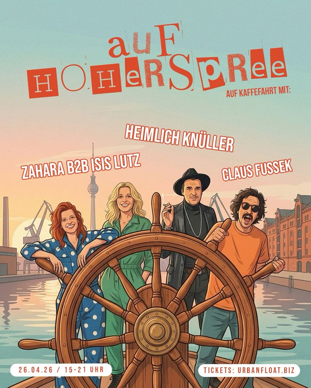 Es geht auf die Hohespree – vielleicht sogar mit dir! An Bord: Tanzen, mit Freunden abhängen oder einfach die Fahrt genießen – auf Ober- und Unterdeck.
Schnapp dir einen Kaffee, einen Drink oder etwas Leckeres auf die Hand und genieße die Zeit auf dem Wasser. 🌊 Das Ganze auf dem ältesten fahrenden Schiffe Berlins – elektronisch betrieben und mit elektronischer Musik.
Kommt an Board und feiert mit uns von 15-21 Uhr auf einem Sonntag auf dem @kaiser_friedrich_dampfer zusammen mit @heimlichknueller__unofficially @clausfussek @zahara.sound aaaand @isis_easypeasy 💫 get your ticket now: urbanfloat.biz