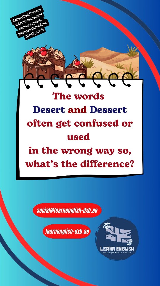 What's the #difference between #dessertanddesert ? Check out today's #confusingwordsinenglish #confusingwords #learnenglish