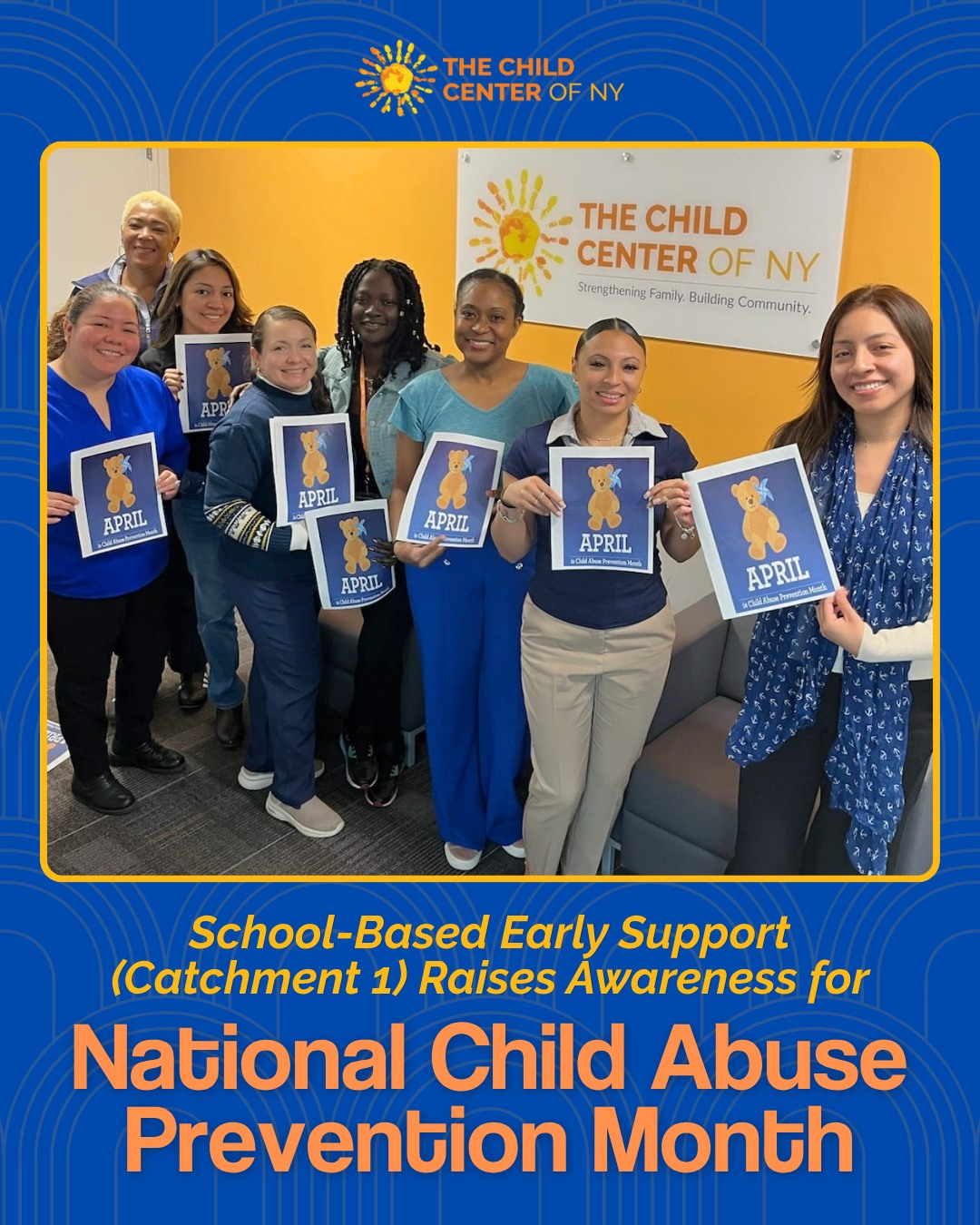 April is National Child Abuse Prevention Month. Pictured here is the dedicated team from School-Based Early Support (SBES) Catchment 1, proudly serving families in Queens. SBES partners with families to ensure children and adolescents remain safe and able to thrive in stable, nurturing homes and communities.
Learn more about SBES: childcenterny.org/school-based-early-support