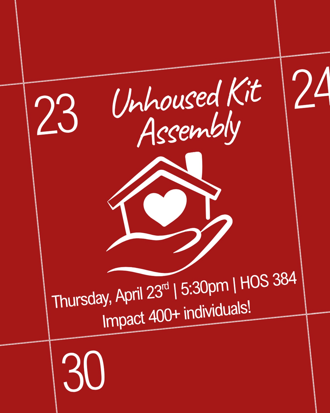 Join H4H and @aedunlv Public Health Committee in impacting 400+ individuals and packing hygiene/first aid kits for the unhoused! H4H members earn 2 community service hours + AED members earn 2 humanitarian hours and 1 meeting credit for attending ✨RSVP in the link in bio so know you’ll be coming!
📅 Thursday, April 23
⏰ 5:30 to 7:30pm
📍HOS 384