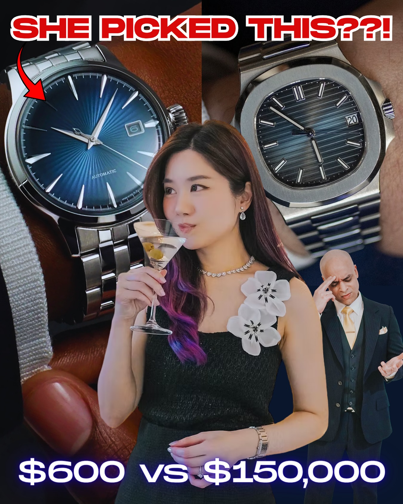 She thought the $150k Patek looked “cheap” 😳 Meanwhile, the $600 Seiko stole the show… Men, time to rethink your status game. 💸
Link in bio for full blind watch comparison podcast episode 📹
#PatekPhilippe #Seiko #LuxuryWatches #StatusSymbol #WatchChallenge