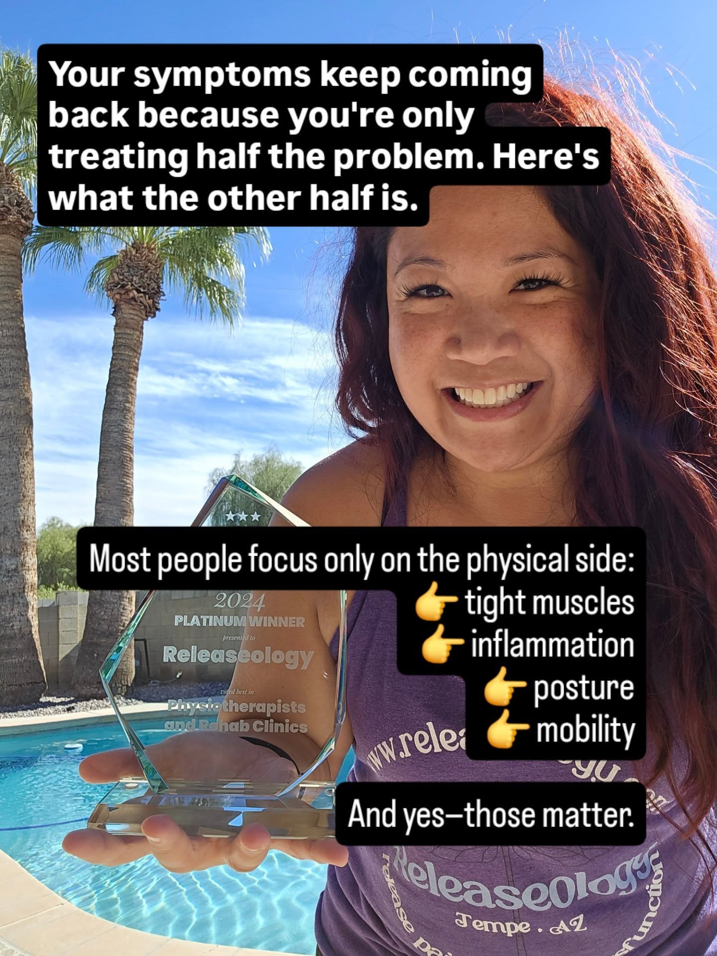 This is why you can stretch, strengthen, get treatmentāand still feel like youāre starting over.
The goal isnāt just to treat the tissue.
Itās to change the signal driving it.
When you address both?Ā Thatās when things finally start to stick.
Comment BOOK NOW if you want help figuring out what your bodyās been trying to tell you. (Appointments available in person in Tempe, AZ and virtual)