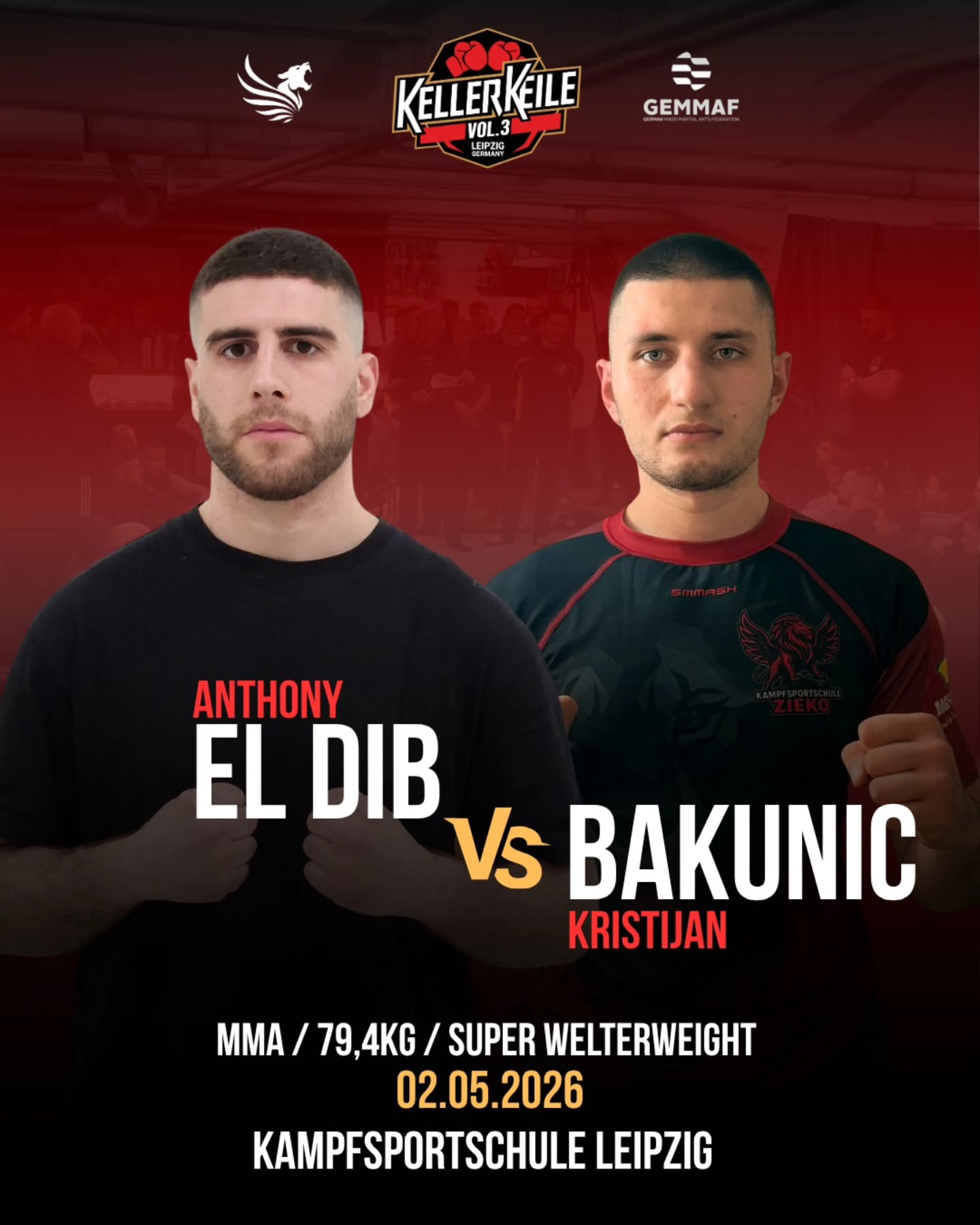 EL DIB VS. BAKUNIC
Und MMA Kampf Nummer 5 kann verkündet werden🚨
Anthony El Dib aus der Kampfsportschule Leipzig @kampfsportschule_leipzig kämpft gegen Kristijan Bakunic aus der Kampfsportschule Zieko @kampfsportschulezieko auf 79,4kg 🔥
🗓02.05.2026
📍Kampfsportschule Leipzig
Tickets und Anmeldung unter👇
https://www.kellerkeile.de/
#mma #mixedmartialarts #fightevent #fighting #events