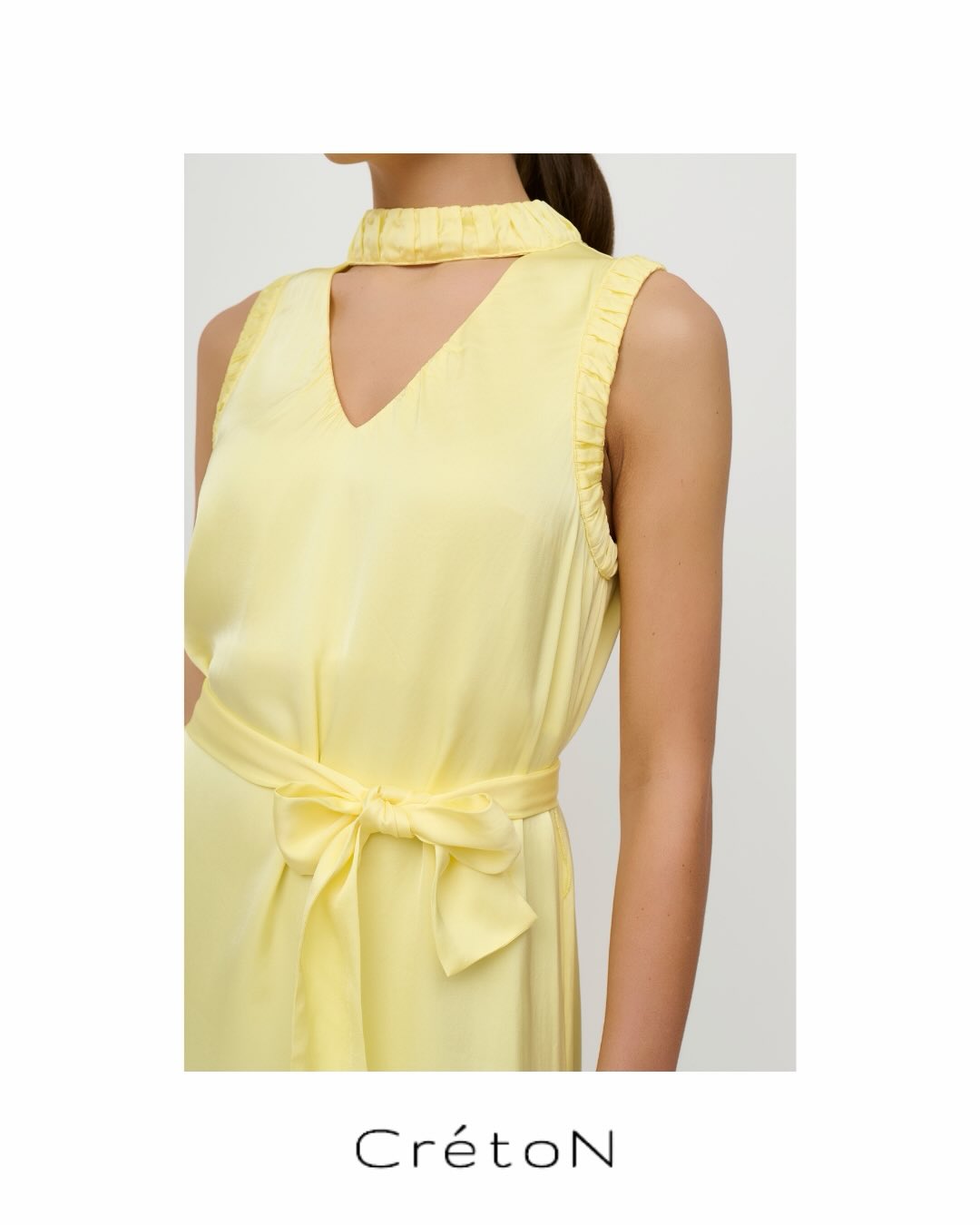 It both looks and feels like butter 💛
Are we the only one having a huge color crush on this butter yellow? This CRJESSY dress is the one and only for the future spring and summer events.
SS26