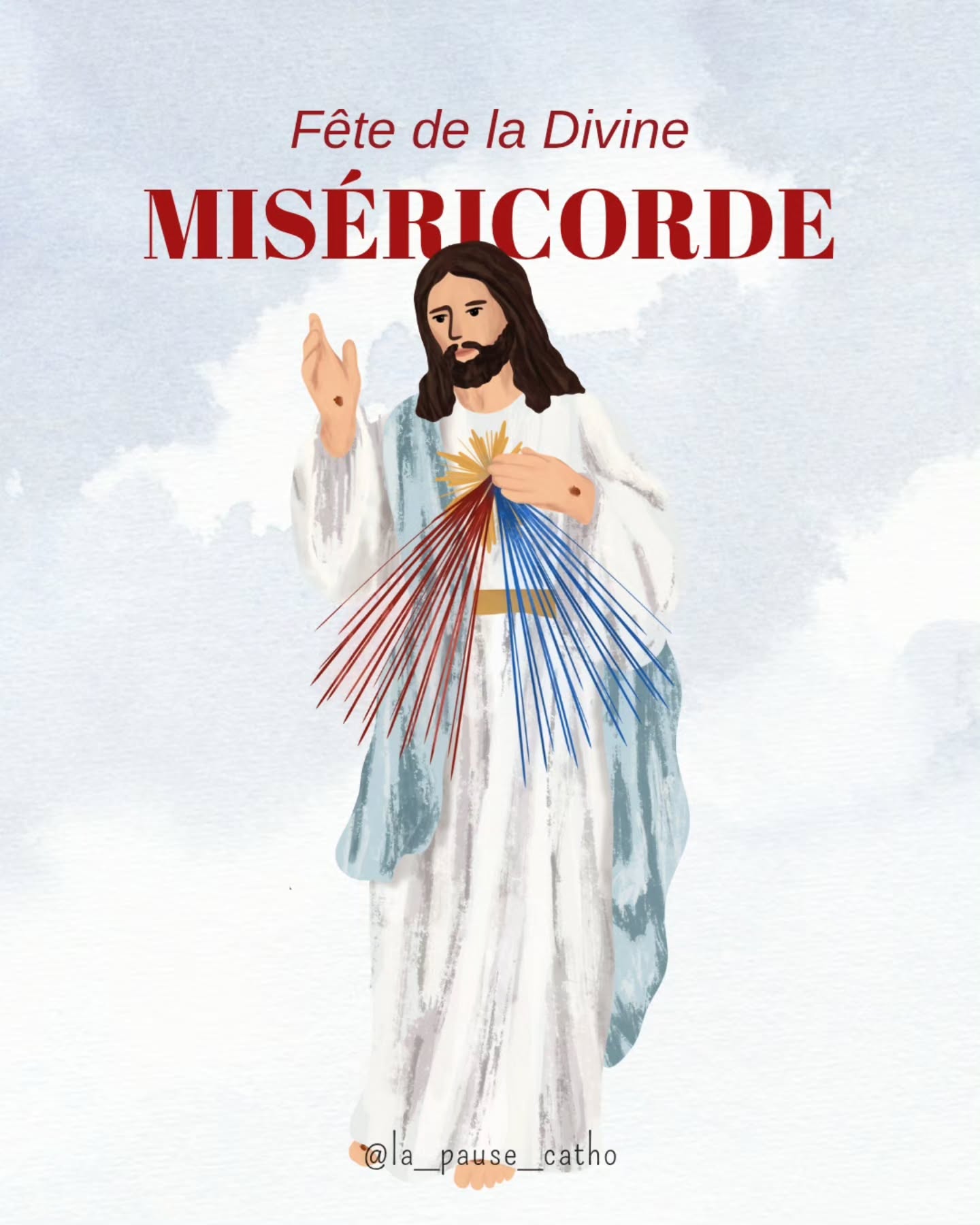 ❤️🔥 Demain, nous célébrons la fête de la Miséricorde Divine.
Une semaine après Pâques, l’Église nous rappelle que le cœur de Dieu est ouvert, toujours prêt à pardonner, relever et aimer.
La neuvaine s’est terminée aujourd’hui…
merci à toutes celles qui l’ont vécue avec La Pause Catho sur la chaîne WhatsApp (lien en bio pour retrouver la neuvaine).
Nous vous encouragons à participer à la messe demain et à vous confier à la miséricorde du Seigneur.
Que cette fête soit pour chacun une occasion de revenir vers Dieu dans la confiance.
Belle fête de la Miséricorde Divine. 🙏🏾
_____________________________
#misericordedivine #dimanchedelamisericorde #divinemisericorde