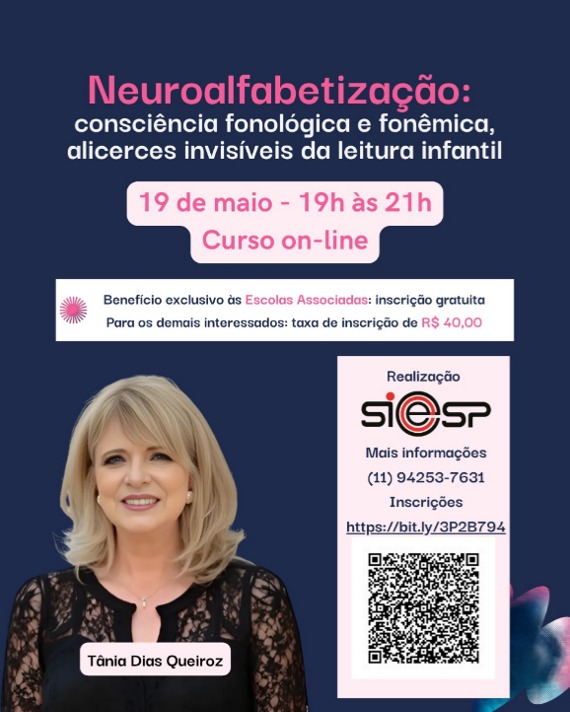 Formação em Neuroalfabetização
A alfabetização começa muito antes das letras.
Neste encontro, vamos aprofundar a consciência fonológica e fonêmica — habilidades essenciais para que a criança aprenda a ouvir, perceber e organizar os sons da fala, construindo bases sólidas para a leitura e a escrita.
Com base na Ciência da Leitura, Neurociência Cognitiva e práticas lúdicas, as professoras aprenderão estratégias significativas para desenvolver:
• consciência dos sons da fala
• ritmo, musicalidade e linguagem
• processamento auditivo
• jogos, músicas, rimas e brincadeiras fonológicas
Porque ensinar a criança a escutar a linguagem é abrir o caminho para a leitura com segurança, prazer e encantamento.
#neuroalfabetização #conscienciafonologica #consciênciafonêmica #alfabetização #ciênciadaleitura #formaçãodeprofessores #educaçãoinfantil #metodofonico #neurociêncianaeducação #professoralfabetizador #letraseaventuras #institutotaniaqueiroz