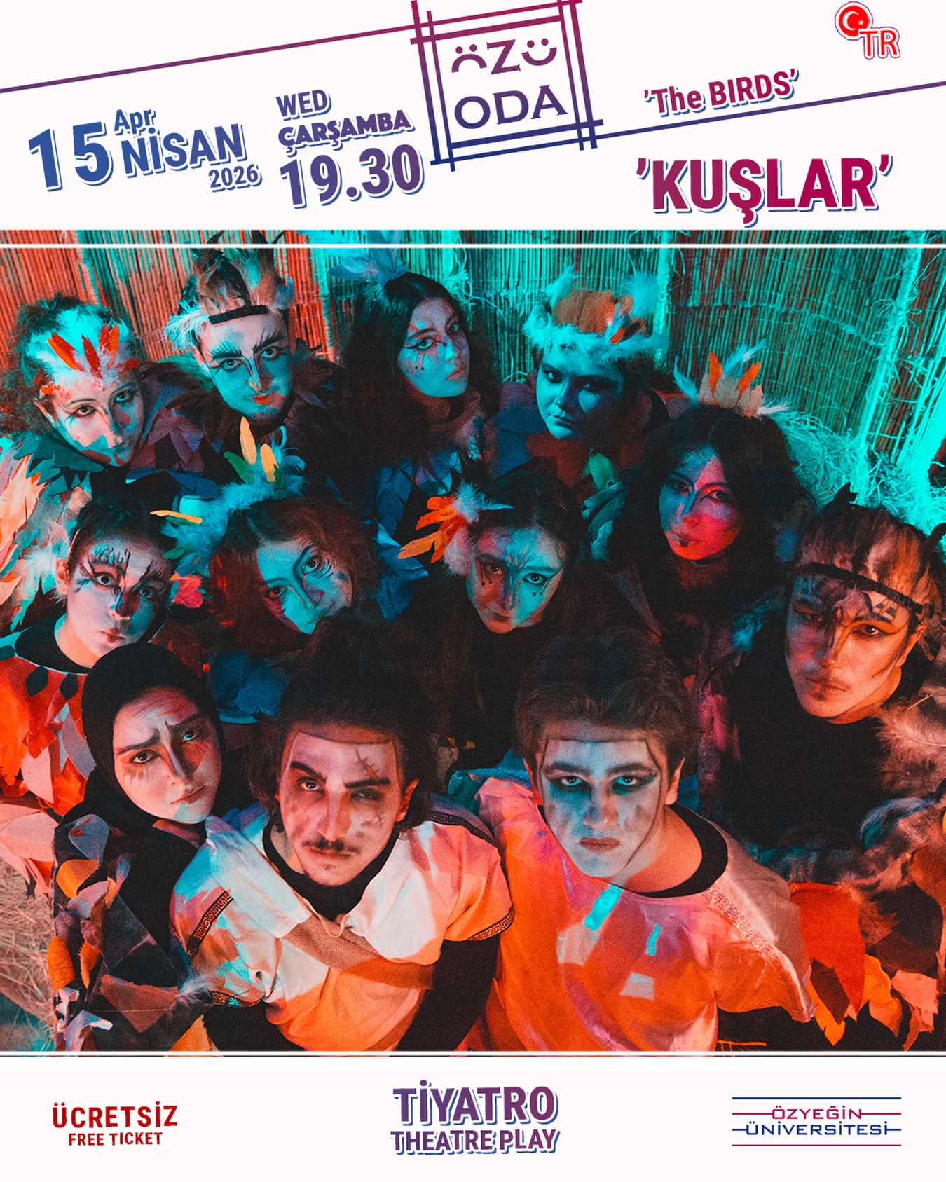 Kuşlar bu akşam Özü Oda’da, peki ya siz neredesiniz?
Aristophanes’in binyıllar önce çok tanıdık konuları ele aldığı komedyası ‘Kuşlar’ Özü Oda yorumuyla karşınızda!
⏱️19.30
📍Öğrenci Merkezi -3 | ÖZÜ ODA
👉🏻 Daha fazlası için bio
#kuşlar #birds #aristophanes #özyeğinüniversitesi