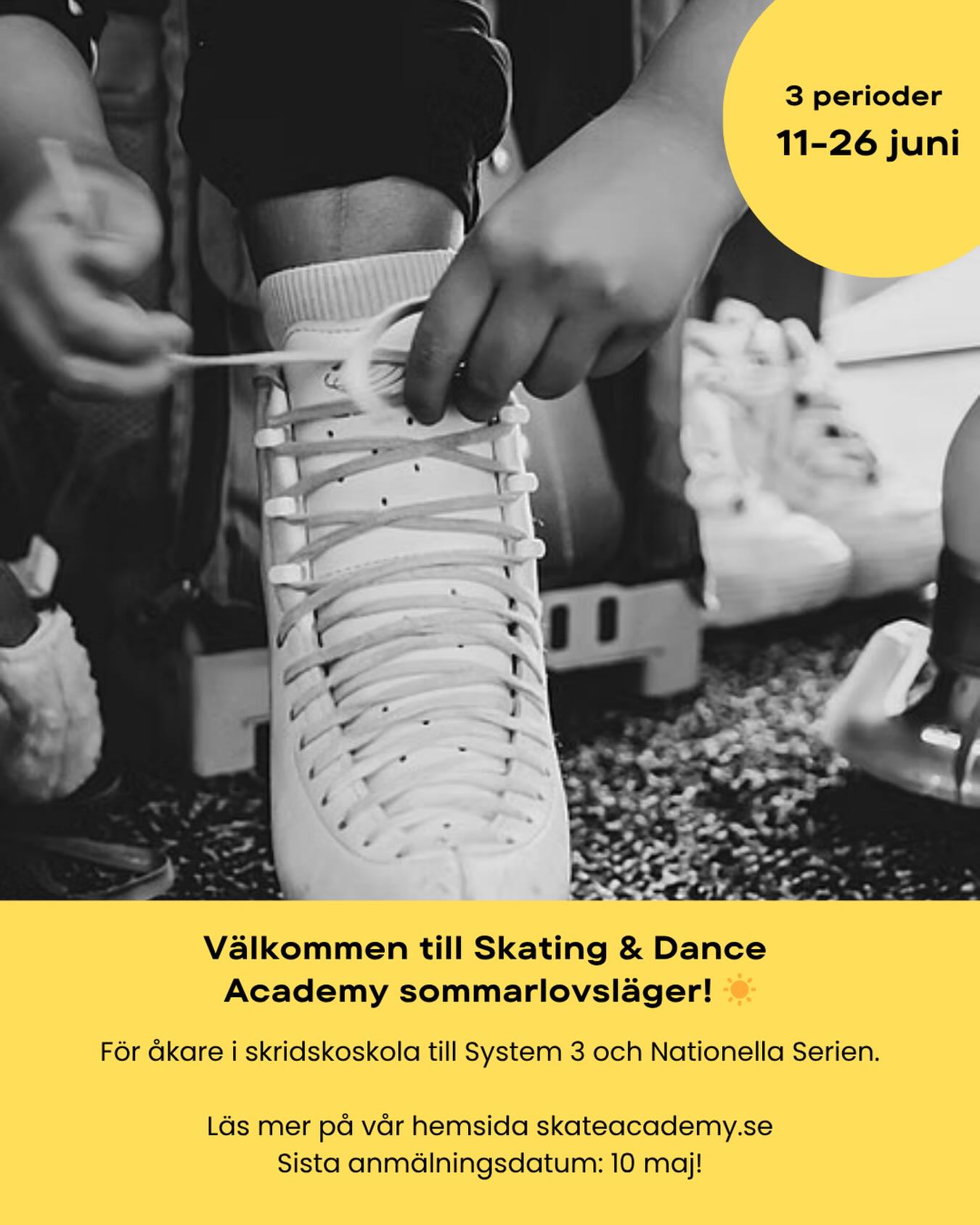 Sommaren närmar sig – och det gör även vårt populära sommarlovsläger! ⛸️☀️
Vi välkomnar både interna och externa åkare, från skridskoskola upp till System 3 och Nationella Serien.
📅 3 perioder: 11–26 juni
🌐 Läs mer och anmäl dig via vår hemsida
Säkra din plats redan idag – sista anmälningsdag är den 10 maj!