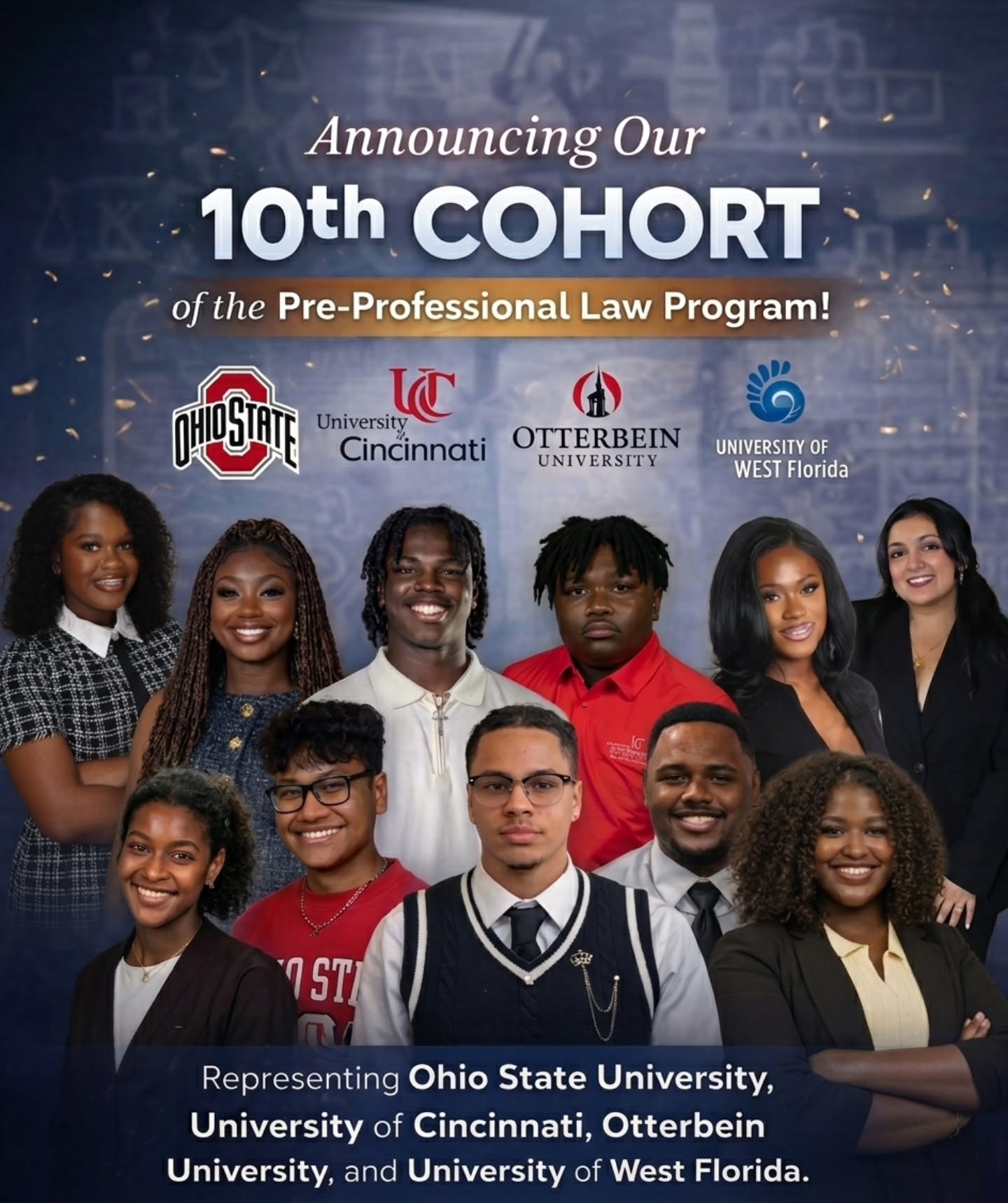 Meet the 10th Cohort of the WrightChoice PreProfessional Law Program! ⚖️
We are excited to welcome these future legal leaders. This dynamic group represents institutions across Ohio and the country, each bringing passion, purpose, and a commitment to making an impact through the law.
The Scholars
Abena Awuah | University of Cincinnati
Bri'Rell Pinkney | The Ohio State University
Christian Caffey | University of Cincinnati
Cordaejah Ridley | Otterbein University
Daizhon Cox | The Ohio State University
Darius Olayiwola | The Ohio State University
Dylan Truong | Otterbein University
Gabrielle Elise Moulton | University of West Florida
Oluwapelumi Comfort Olowokere | The Ohio State University
Shristika Niroula | The Ohio State University
Tokarah Benford | University of Cincinnati
Over the next several weeks, these scholars will engage in real-world legal experiences across law firms, corporate legal departments, government agencies, and nonprofit organizations. They are gaining the exposure, mentorship, and skills needed to turn their aspirations into action.
At WrightChoice Mentoring, we believe that exposure creates opportunity. This cohort is stepping boldly into their future!
#WrightChoiceMentoring #PPLP #FutureLawyers #10thCohort #MentorshipMatters