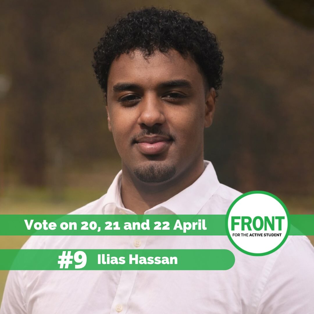 𝐈𝐧𝐭𝐫𝐨𝐝𝐮𝐜𝐢𝐧𝐠 𝐨𝐮𝐫 𝐜𝐚𝐧𝐝𝐢𝐝𝐚𝐭𝐞𝐬! 💚
Today we introduce #9: Ilias Hassan
Three years ago, Ilias moved to Tilburg to study Public Administration. He was immediately inspired by the energy on campus. For him, studying is about more than just books: it’s about friendships, building a network, and sometimes going to bed a little too late while knowing he has to be back in a lecture hall at 8:30 a.m.
It is exactly this balance that makes student life so valuable. That is why he works at @picassoevents_nl, where he organizes parties for students. A strong university is not only a place to learn, but also a place to grow as a person.
To preserve and strengthen this, he is running for the University Council. Not just for the student with deadlines, but for the person behind them.
Do you agree with Illias and want him to represent you in the University Council?
Vote #9 on 20, 21 and 22 April