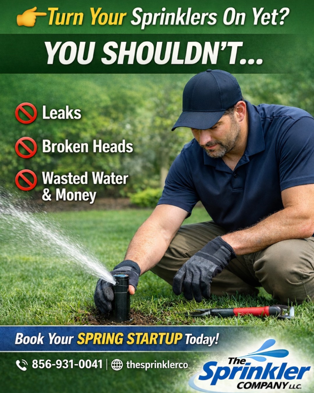 👉 Turn Your Sprinklers On Yet? You Shouldn’t…before you fire up your system this season…
You could be dealing with:
🚫 Leaks
🚫 Broken heads
🚫 Wasted water (and money)
We’ll inspect, adjust, and optimize your system so it runs perfectly all season.
📞 856-931-0041
🌐 thesprinklerco.com
#TheSprinklerCompany #IrrigationTips #WaterConservation #SprinklerRepair