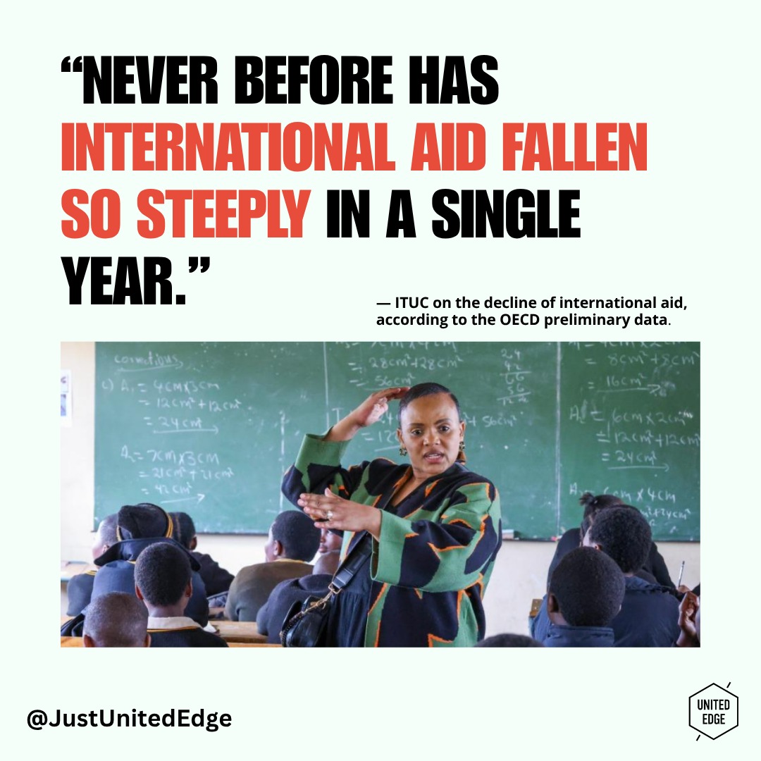 The International Trade Union Confederation warns that 2025 saw the largest-ever drop in international aid, putting decades of progress on workers’ rights, poverty reduction, and social protection at risk.
In a world facing overlapping crises, shrinking aid is a political choice about whose lives and futures are valued. Because solidarity shouldn’t decline when it’s needed most.
Link to the OECD report here: https://bit.ly/4cKUQDz
#GlobalJustice #AidCrisis #JusticeNotCharity #DevelopmentJustice #Solidarity