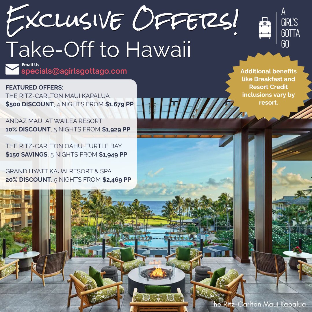 🌺✈️ Takeoff to Hawaii – EXTENDED! ✈️🌺
Good news… this incredible Hawaii offer has been extended! 🌴✨
Offer highlights include:
✔️ Up to 40% savings on select luxury resorts
✔️ Free daily breakfast
✔️ Up to $500 in added value
✔️ Complimentary Alamo car rental upgrade
✔️ Exclusive resort perks & inclusions
📅 Book by: April 30, 2026
🌊 Travel through: December 18, 2026
Experience the best of the islands, from Maui’s golden beaches and Oahu’s iconic coastline to the lush beauty of Kauai and the natural wonders of the Big Island. This is the perfect opportunity for a seamless, elevated Hawaiian escape.
Planning a honeymoon or romantic escape? Or are you planning your next family adventure? There are many resorts and great offers available.
📩 Contact A Girl’s Gotta Go to start planning your island adventure!
#TravelInStyle #TKO #HawaiiTravel #Maui #Oahu #Kauai #BigIsland #LuxuryTravel #TravelDeals