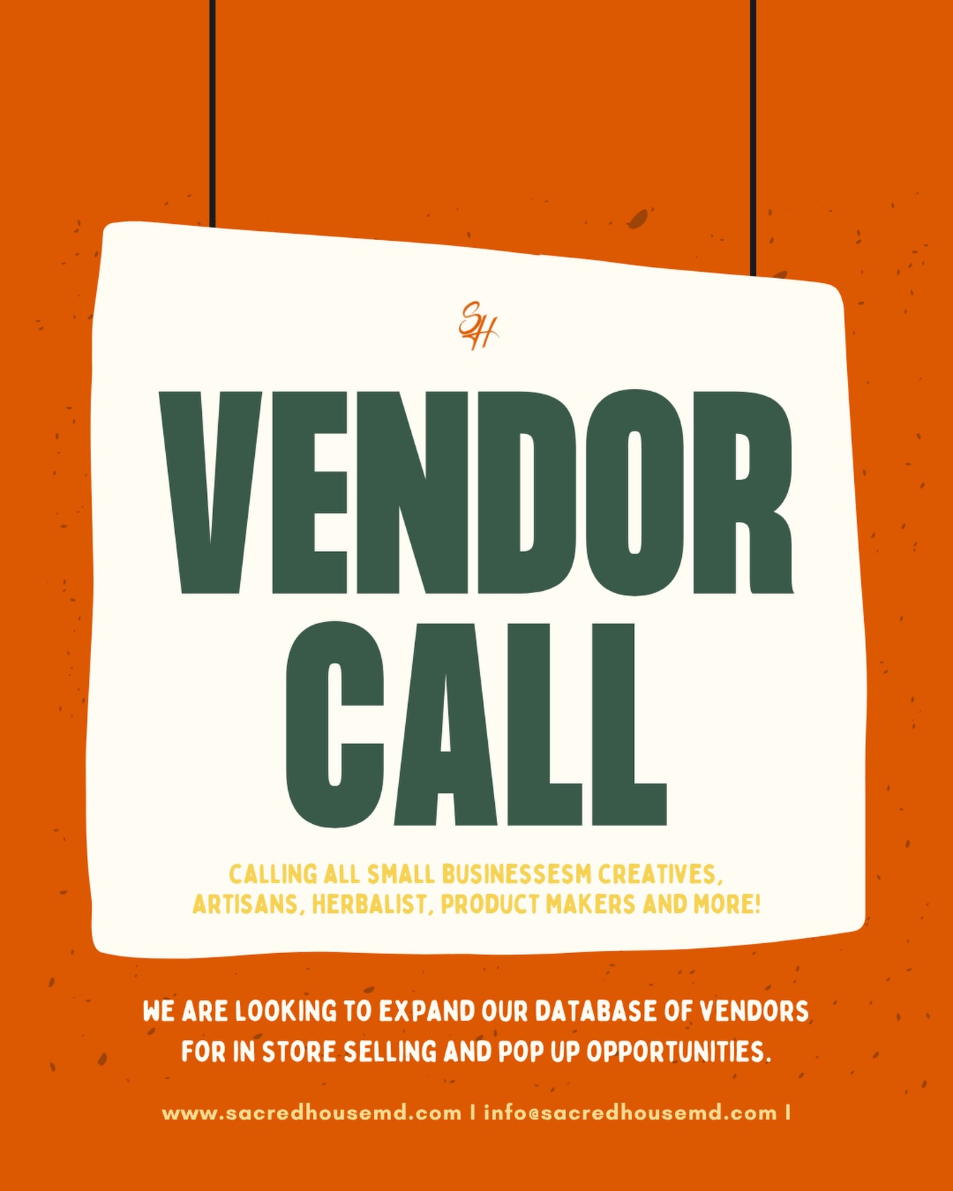 Tag your favorites! Vendor Call: Join the Sacred House Experience ✨
We’re curating a beautiful lineup of vendors for our upcoming events and are seeking brands that align with our mission of wellness, creativity, and community.
If you’re a maker, healer, artist, or small business owner looking to showcase your offerings in an intentional space, this is your invitation.
🧡 Herbs • Art • Jewelry • Skincare • Wellness Services • Handmade Goods
📩 Apply today—spaces are limited!