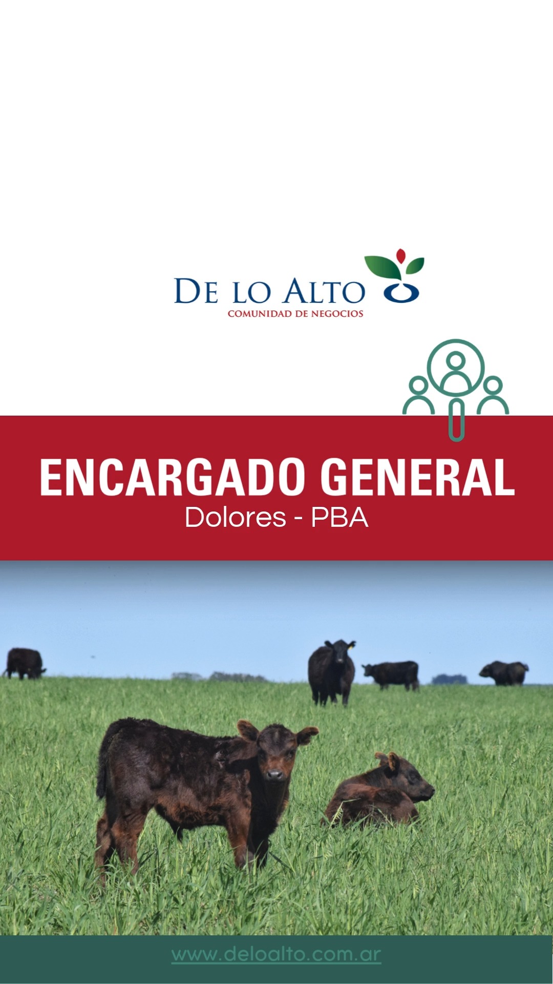 📌 ENCARGADO GENERAL
Para importante empresa agropecuaria – campo mixto de 7000 ha
📍 Dolores – Provincia de Buenos Aires
DESCRIPCIÓN DE TAREAS
🔷 Liderar, planificar e indicar las tareas al personal en los distintos puestos y el casco
🔷 Coordinar la ejecución diaria de las recomendaciones de asesores externos (Ing. Agrónomo y Veterinario)
🔷 Control de armado de tropas, pastoreo, parcelas y terminación
🔷 Monitoreo de pariciones e inseminación (IATF)
🔷 Supervisar tareas de manga, recorridas a caballo e infraestructura
🔷 Control de aguadas, herramientas y maquinaria
🔷 Registro de información productiva
🔷 Monitorear el área agrícola (10% de la superficie) y stock de insumos
🔷 Elaborar reportes al directorio para la toma de decisiones
REQUISITOS
✅ Técnico, idóneo o profesional (no excluyente)
✅ Experiencia mínima de 5 años en puestos similares
✅ Nociones en agricultura y maquinaria
✅ Capacidad de resolver problemas con sentido común
✅ Residir en el establecimiento (excluyente)
✅ Honestidad, proactividad, madurez y alto sentido de la responsabilidad
✅ Movilidad propia para uso personal
SE OFRECE
➕ Remuneración acorde al cargo
➕ Premios por resultados
➕ Vivienda con luz, internet y gas
➕ Camioneta para uso laboral
➕ Monto para mercadería
➕ Carne
➕ Posibilidad de empleo para la pareja
📩 Enviar CV por mail a contacto@deloalto.com.ar
📌 Asunto: Ref. Encargado Gral Dolores
📲 WhatsApp: 011 2745 0485 (solo para envío de CV por mensaje – no llamar)