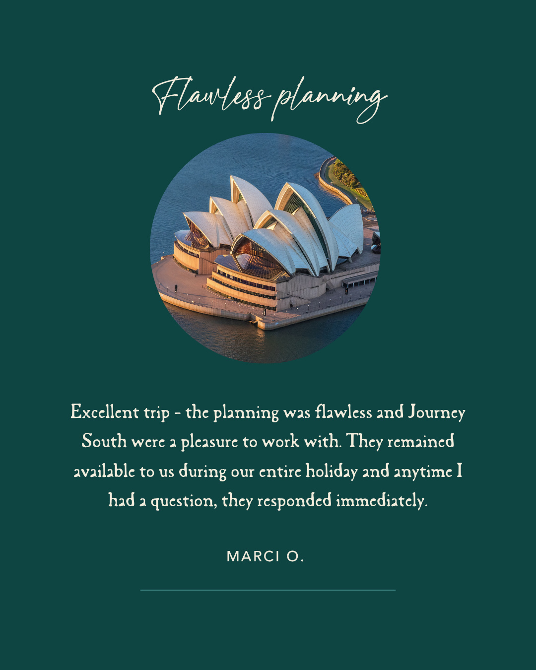 Grateful for words like these ✨
Thank you for trusting us with your journey — it’s a privilege to be part of experiences like this.
Seamless planning and being there when it matters most is at the heart of what we do.
Across Australia, New Zealand and the South Pacific, it’s about creating journeys that feel effortless from start to finish.
📩 Discover how your own journey could unfold with Journey South - DM our specialist team today.
#JourneySouthTravel #LuxuryTravel #AustraliaTravel #NewZealandTravel #BespokeTravel #TravelWell #TravelPlanning #ExploreMore #TravelInspiration